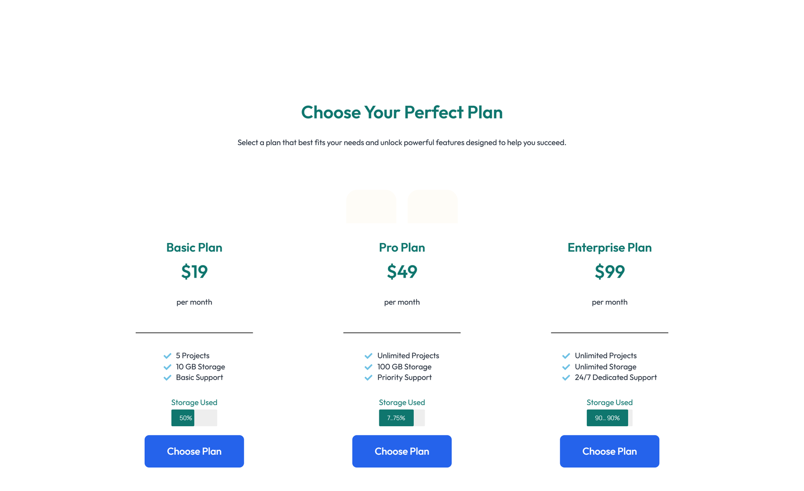 Pricing with 2-column Price Table Comparison 84 - Elementor component