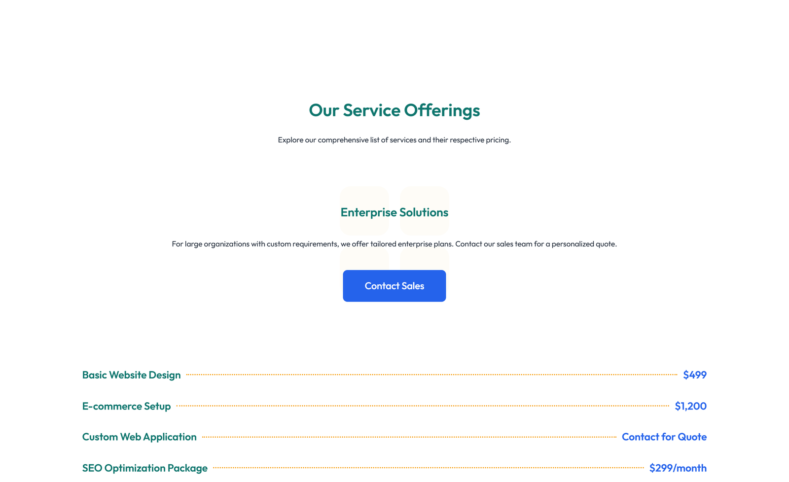 Screenshot of Pricing with 2-column Price Table Comparison 88 - Elementor Pricing Sections component