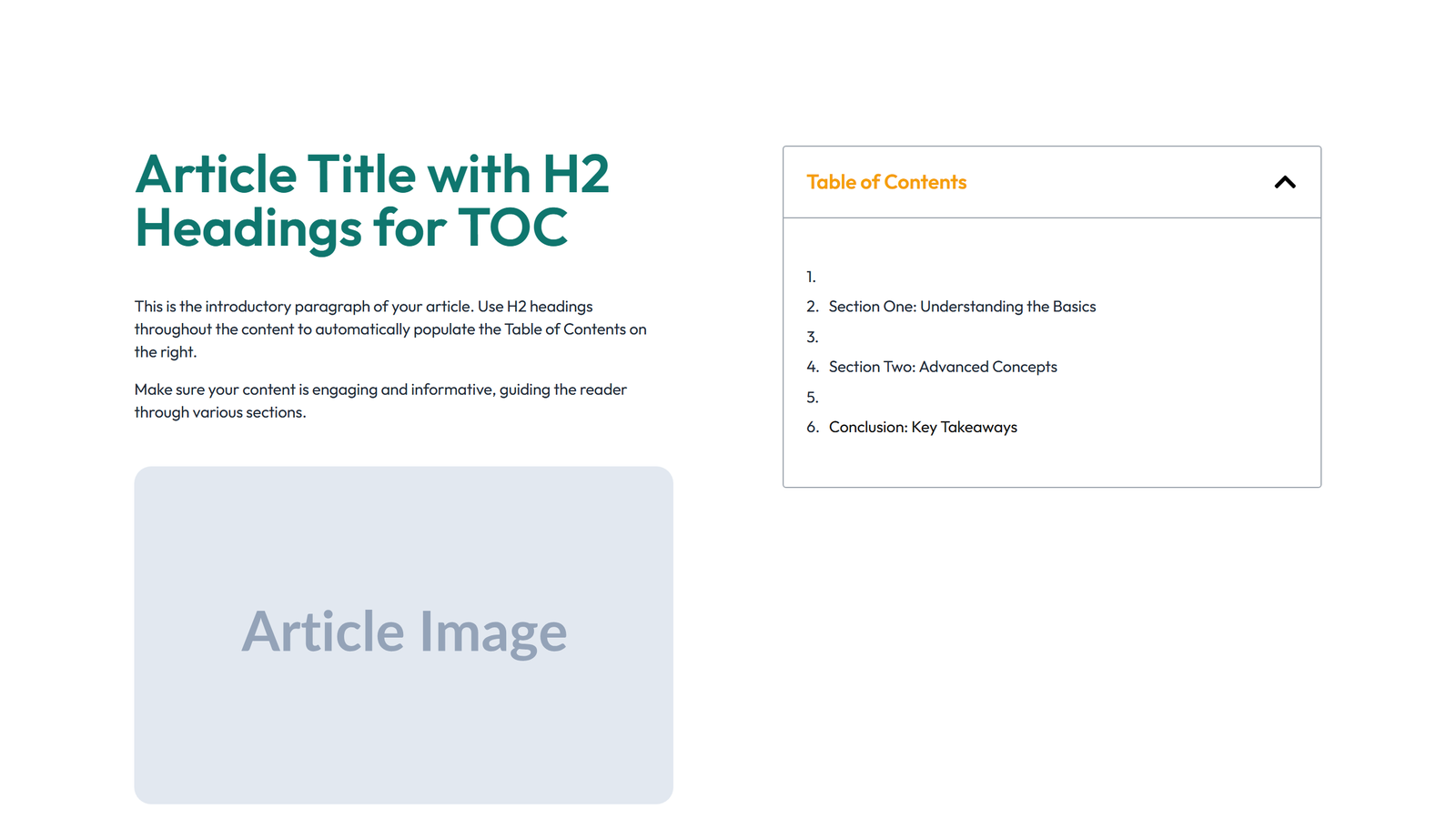 Table of Contents Layout Style 4 - Elementor component