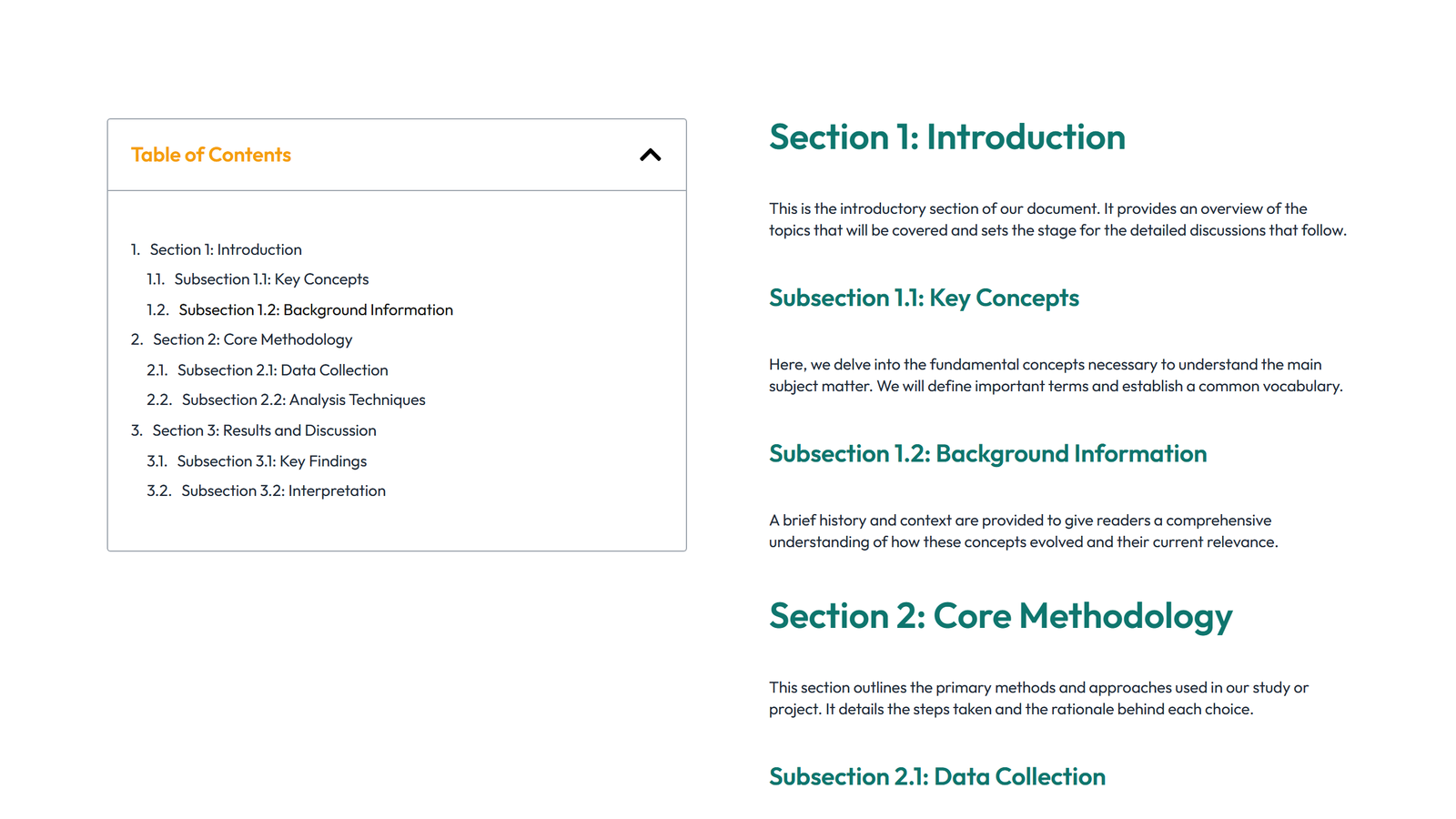 Table of Contents Layout Style 5 - Elementor component