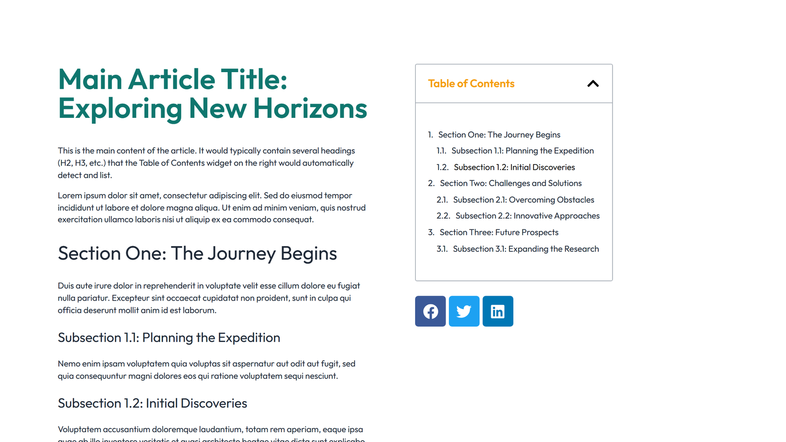 Table of Contents Layout Style 6 2 - Elementor component