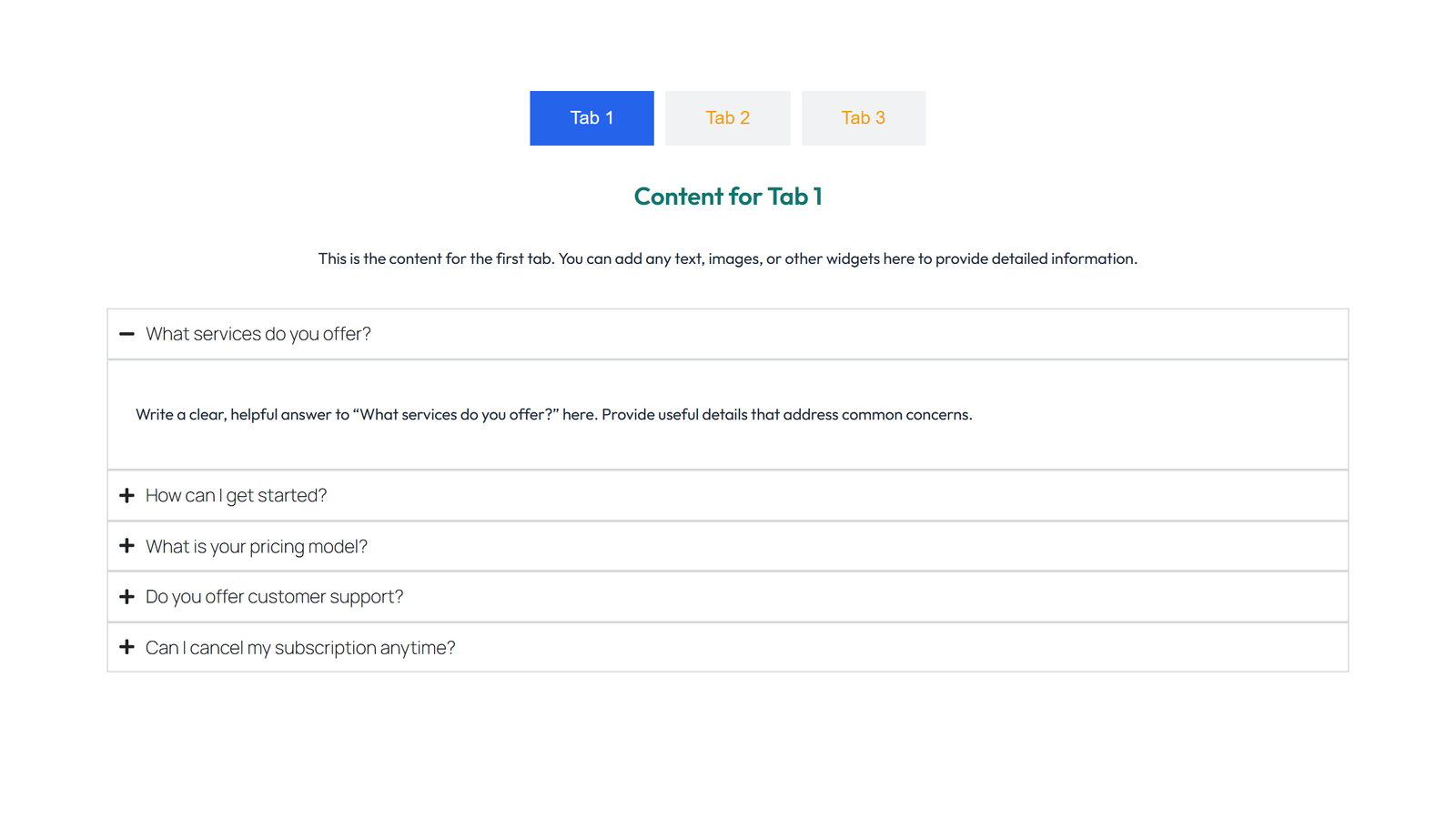 Tabs and Accordion Design 2 3 - Elementor component