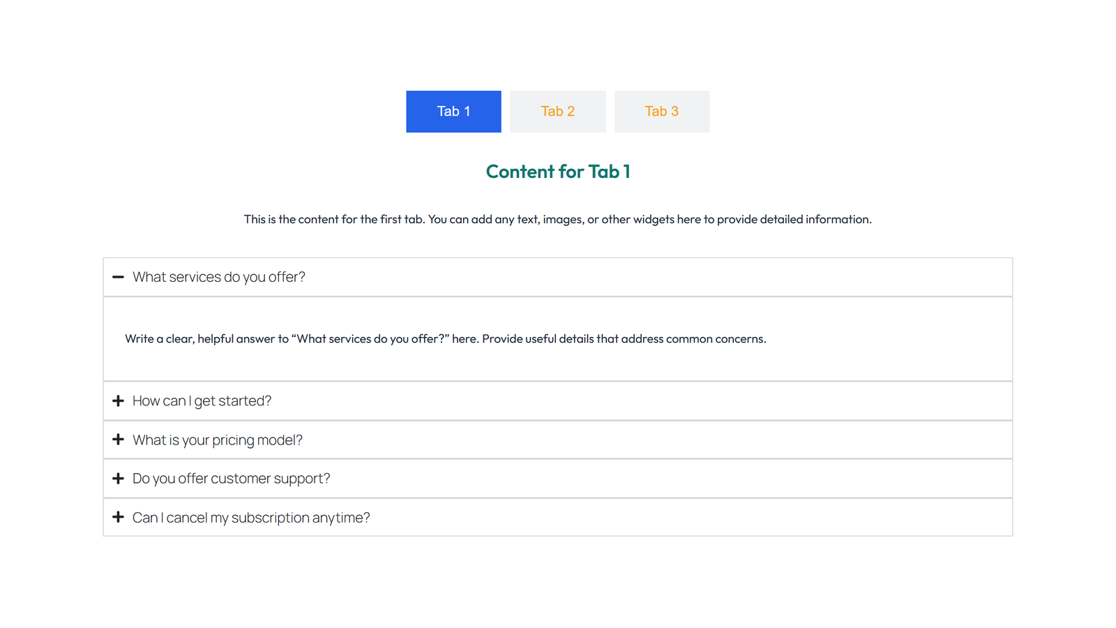 Tabs and Accordion Design 3 3 - Elementor component