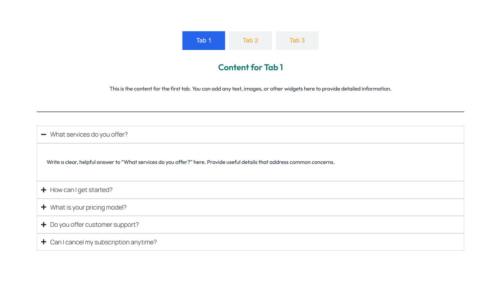 Tabs and Accordion Design 4 3 - Elementor component