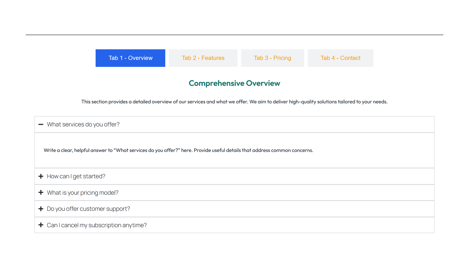 Tabs and Accordion Design 1 5 - Elementor component