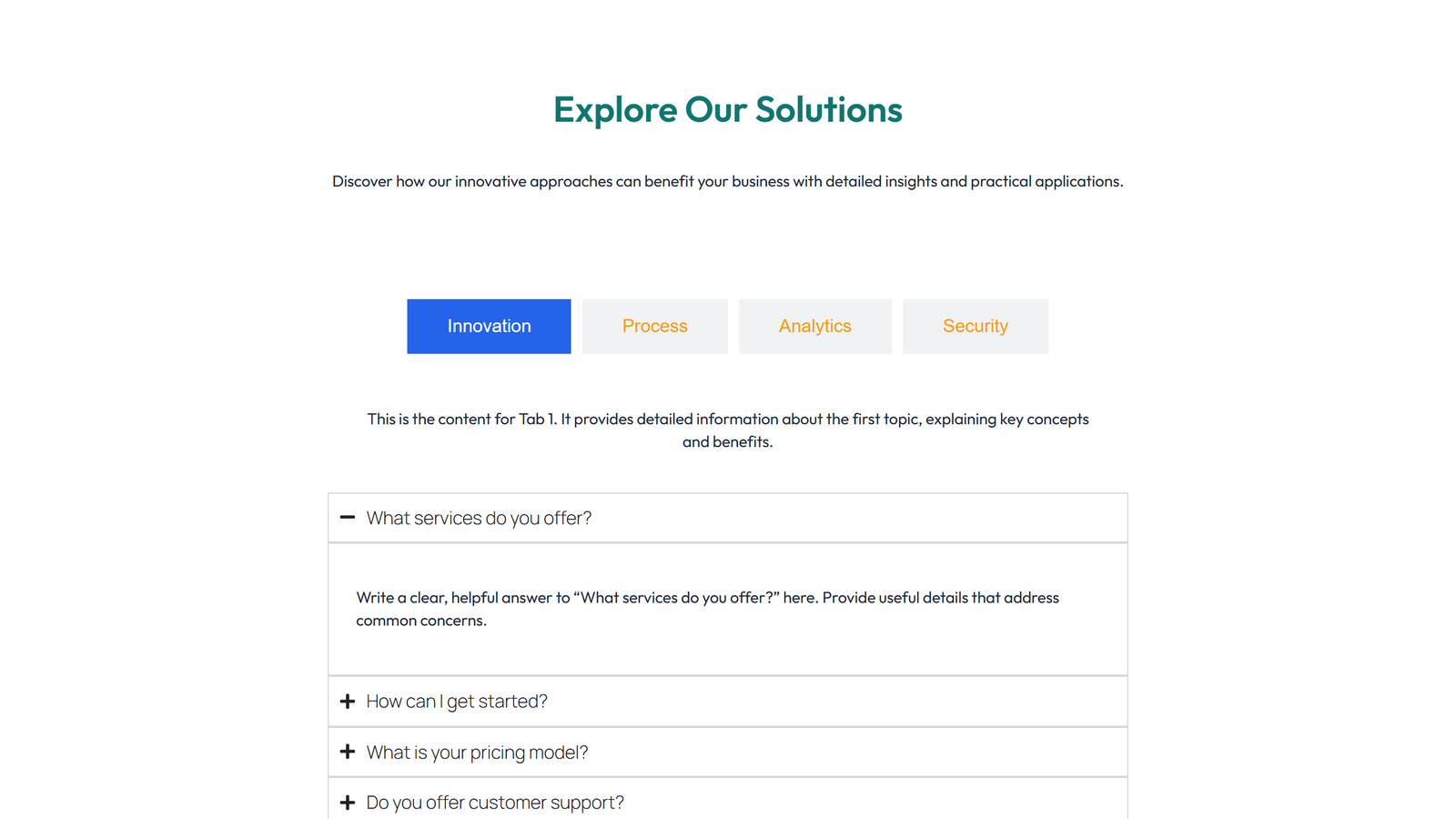 Tabs and Accordion Design 3 5 - Elementor component
