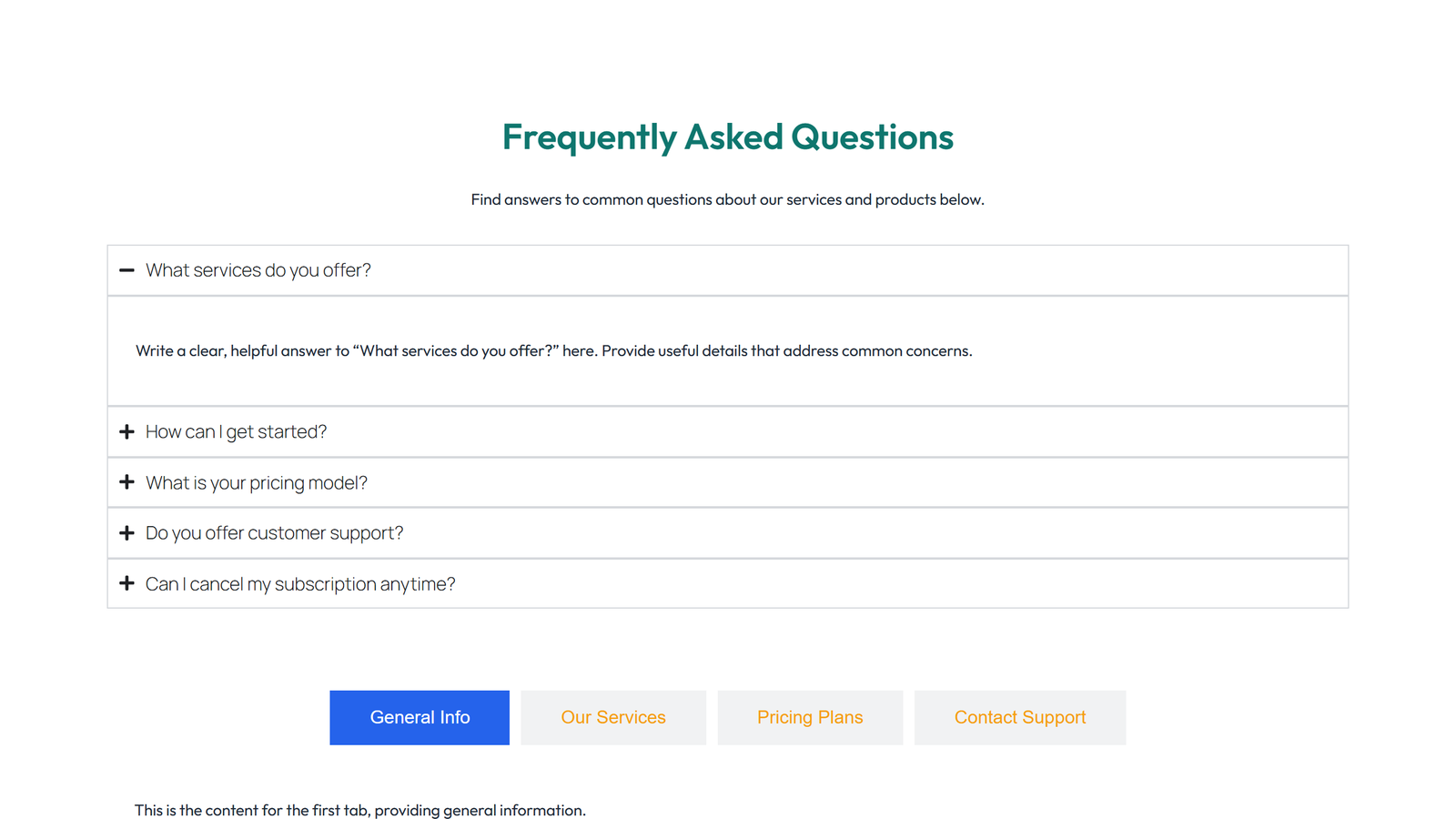 Tabs and Accordion Design 1 6 - Elementor component