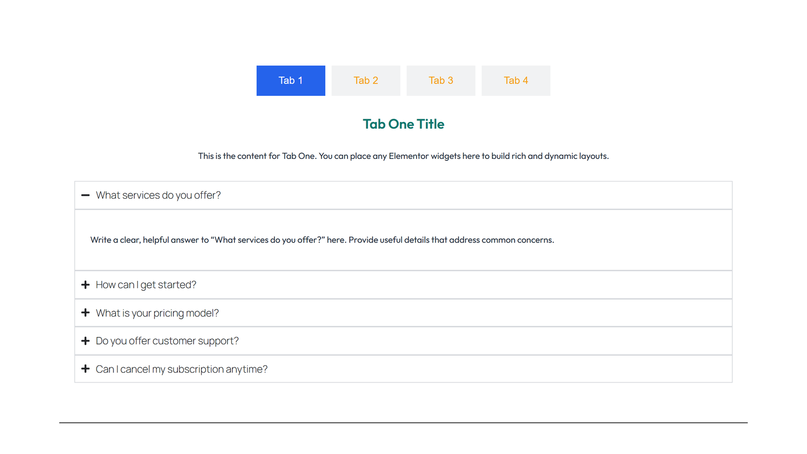 Screenshot of Tabs and Accordion Design 2 7 - Elementor Tabs & Accordions component