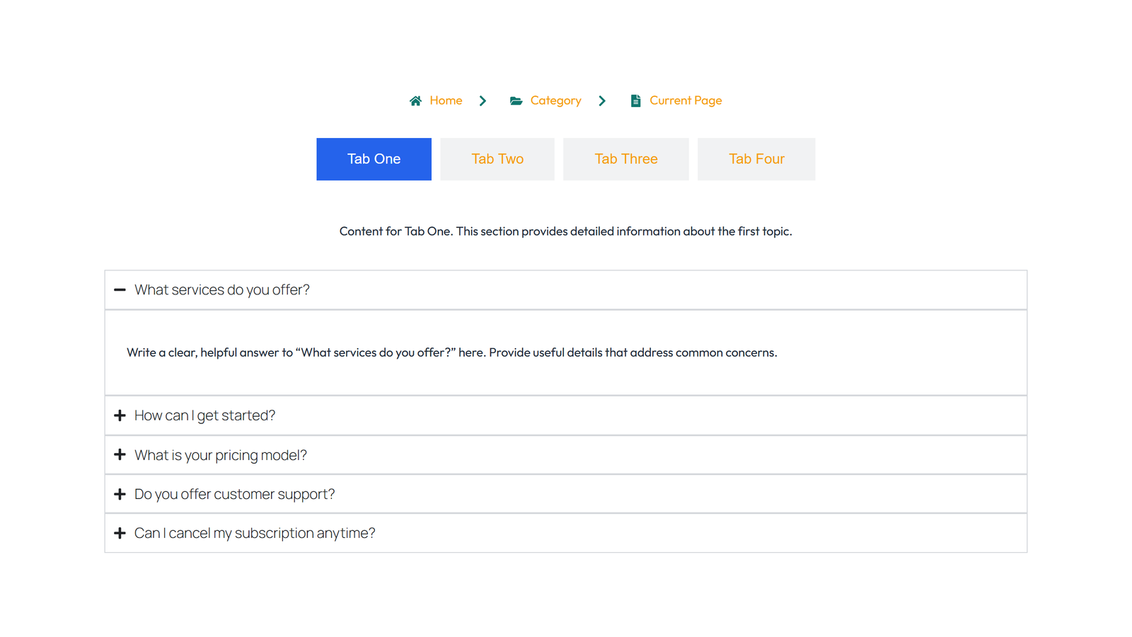 Tabs and Accordion Design 6 7 - Elementor component