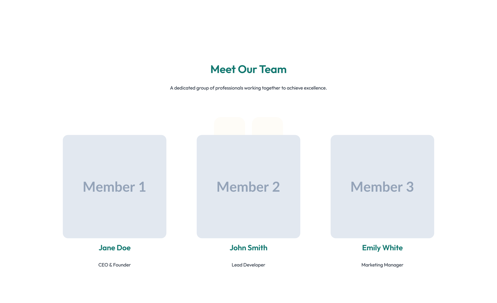 Team with 2-column Team Cards 2 - Elementor component