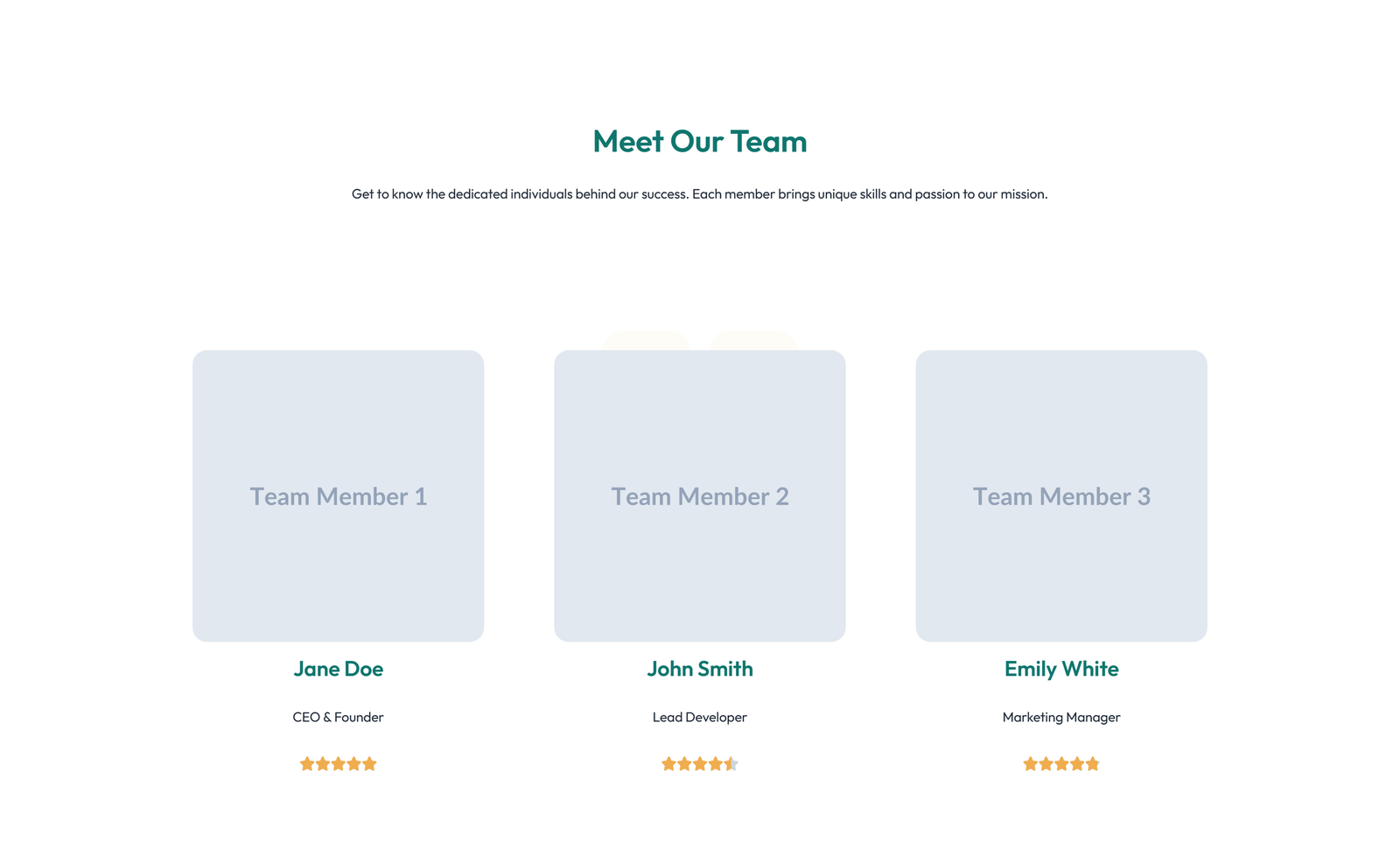 Team with 2-column Team Cards 3 - Elementor component