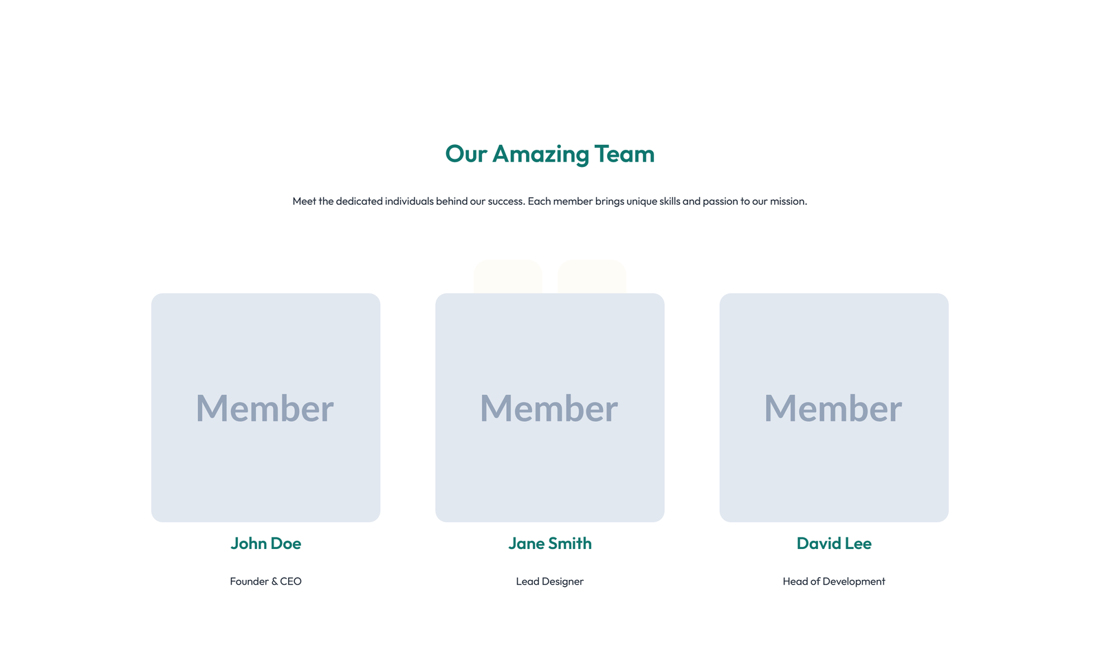 Team with 3-column Team Cards with Social 4 - Elementor component
