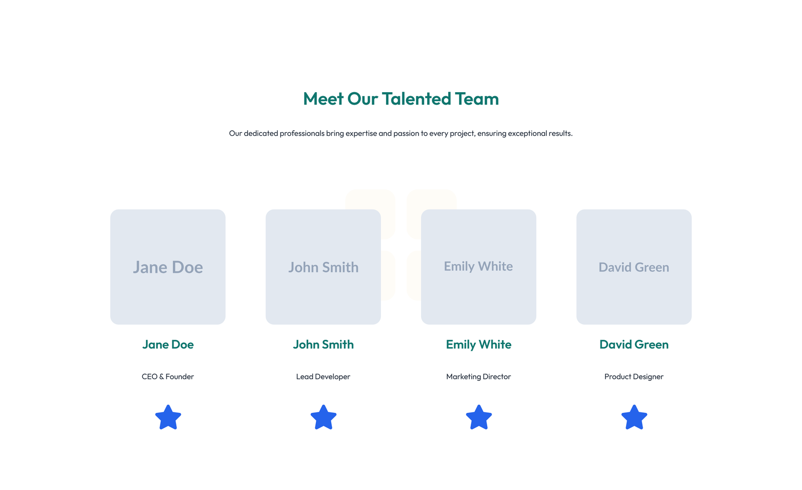 Team with 2-column Team Cards 6 - Elementor component