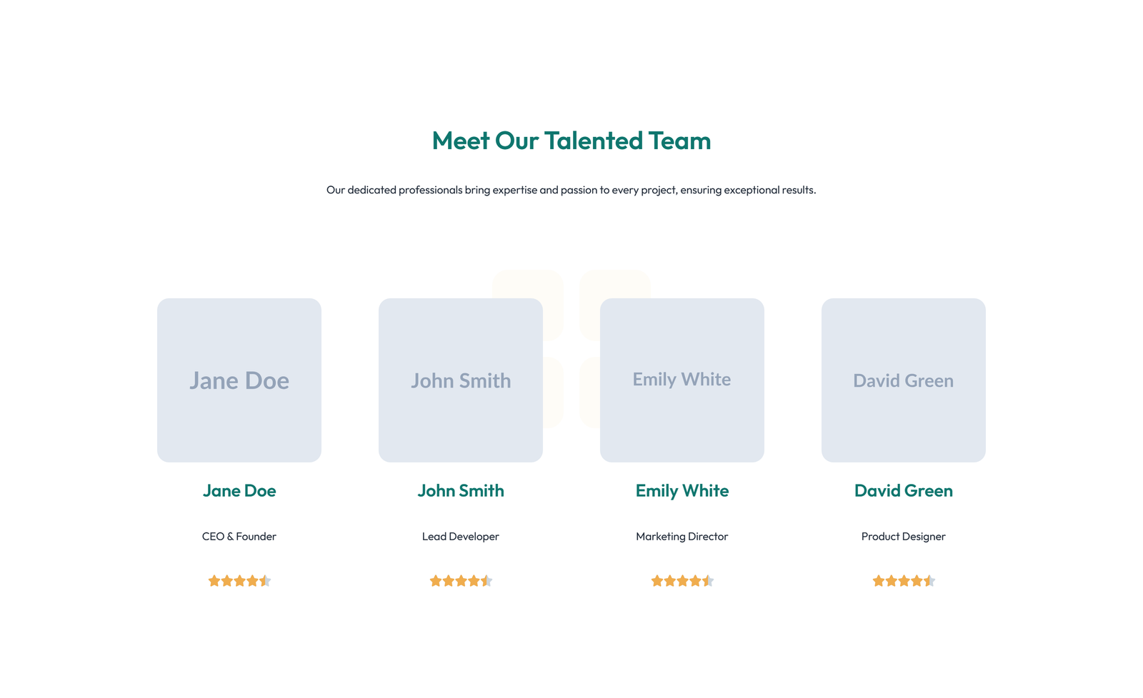 Team with 3-column Team Cards with Social 7 - Elementor component