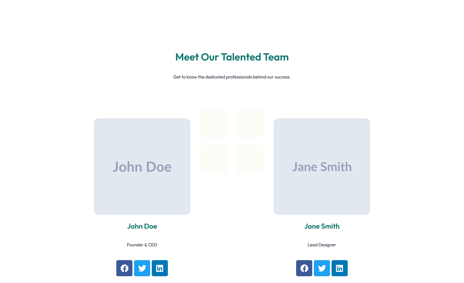 Team with 4-column Team Cards 9 - Elementor component