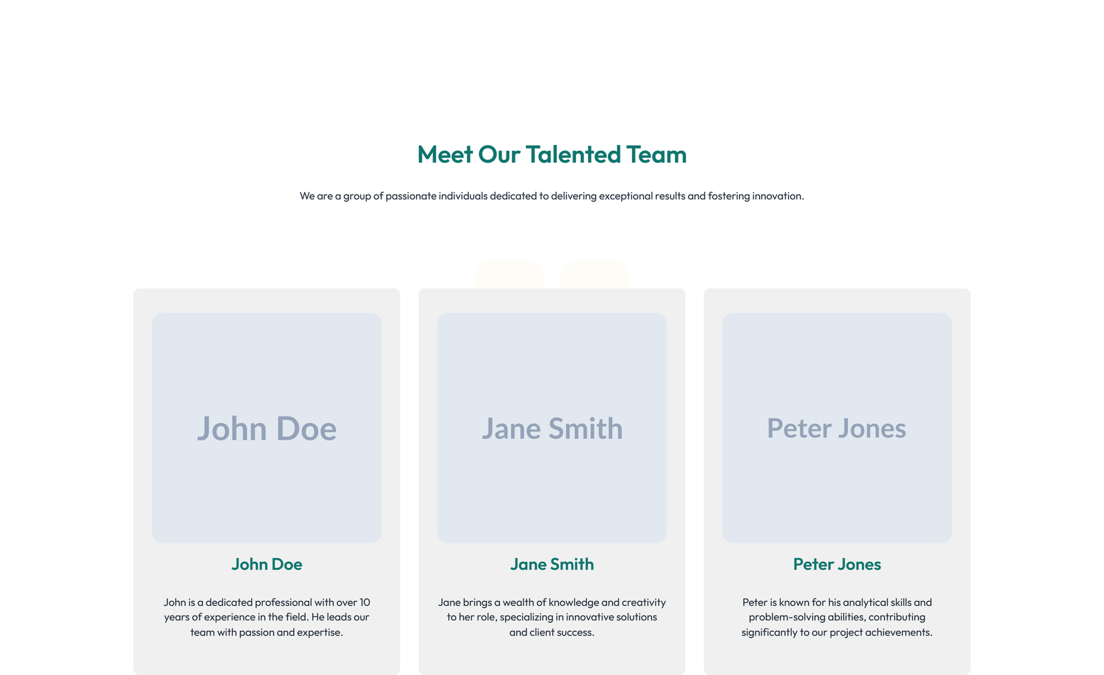 Team with 4-column Team Cards 11 - Elementor component