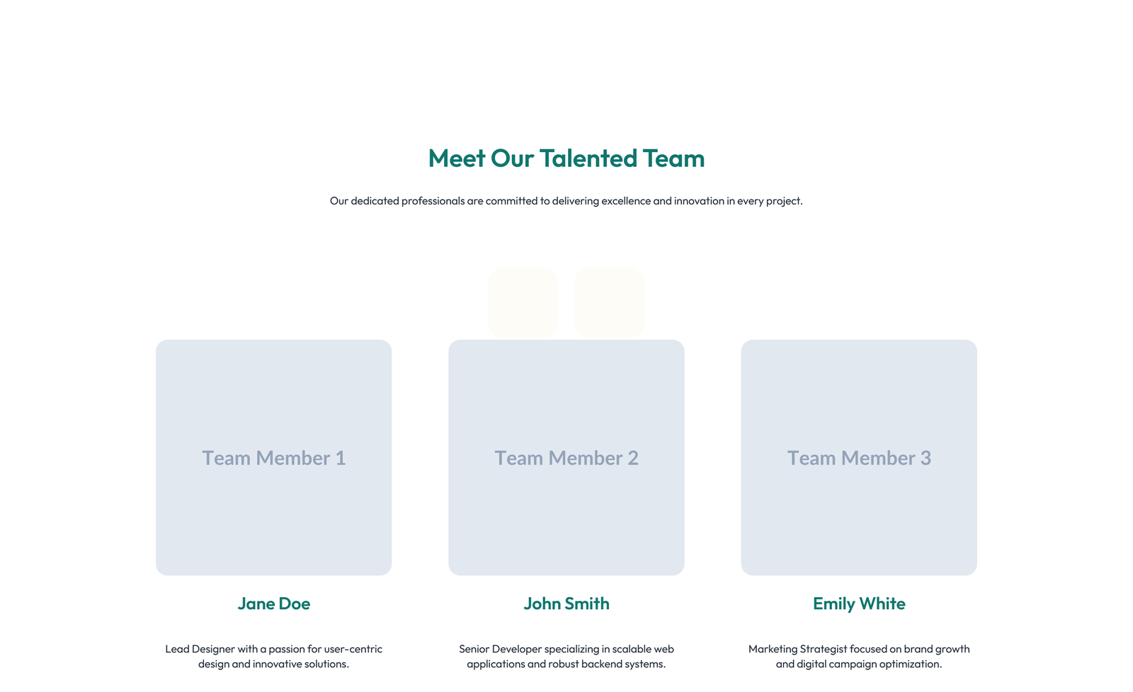Team with 2-column Team Cards 11 - Elementor component