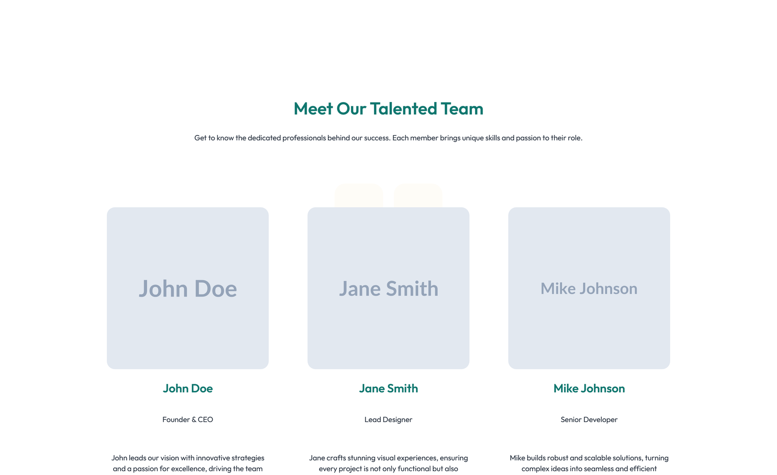 Team with 2-column Team Cards 12 - Elementor component