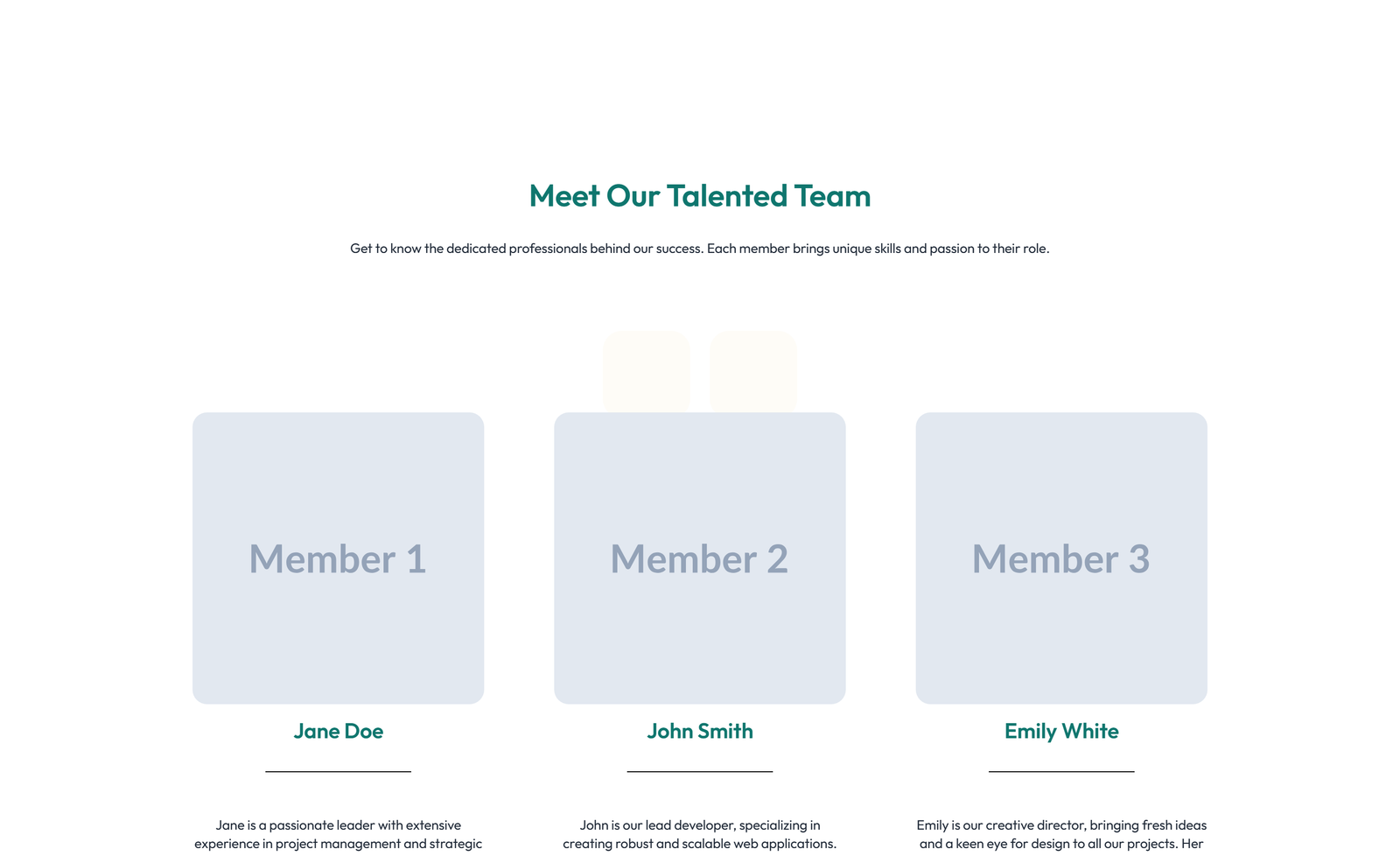 Team with 3-column Team Cards with Social 13 - Elementor component