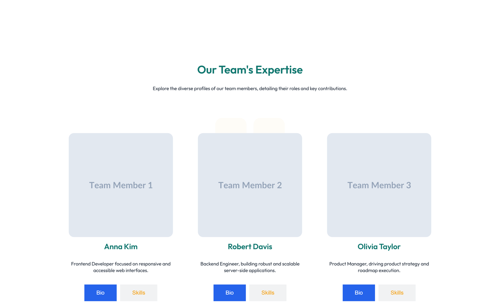 Team with 3-column Team Cards with Social 14 - Elementor component