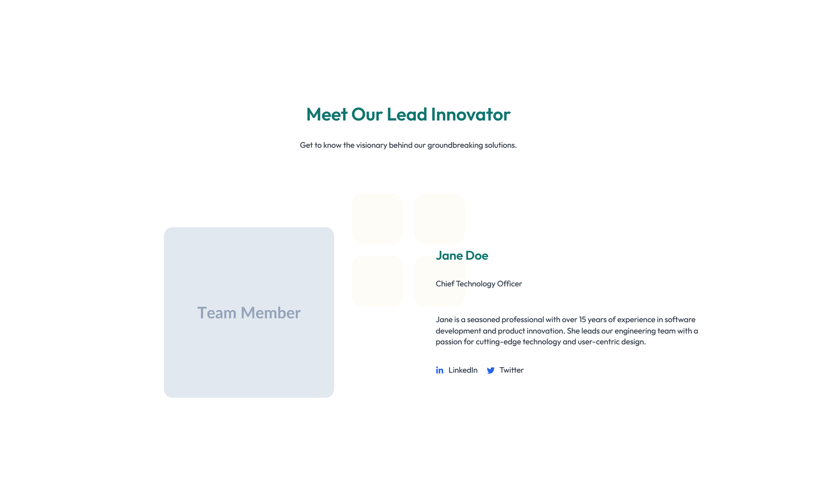 Team with 4-column Team Cards 15 - Elementor component