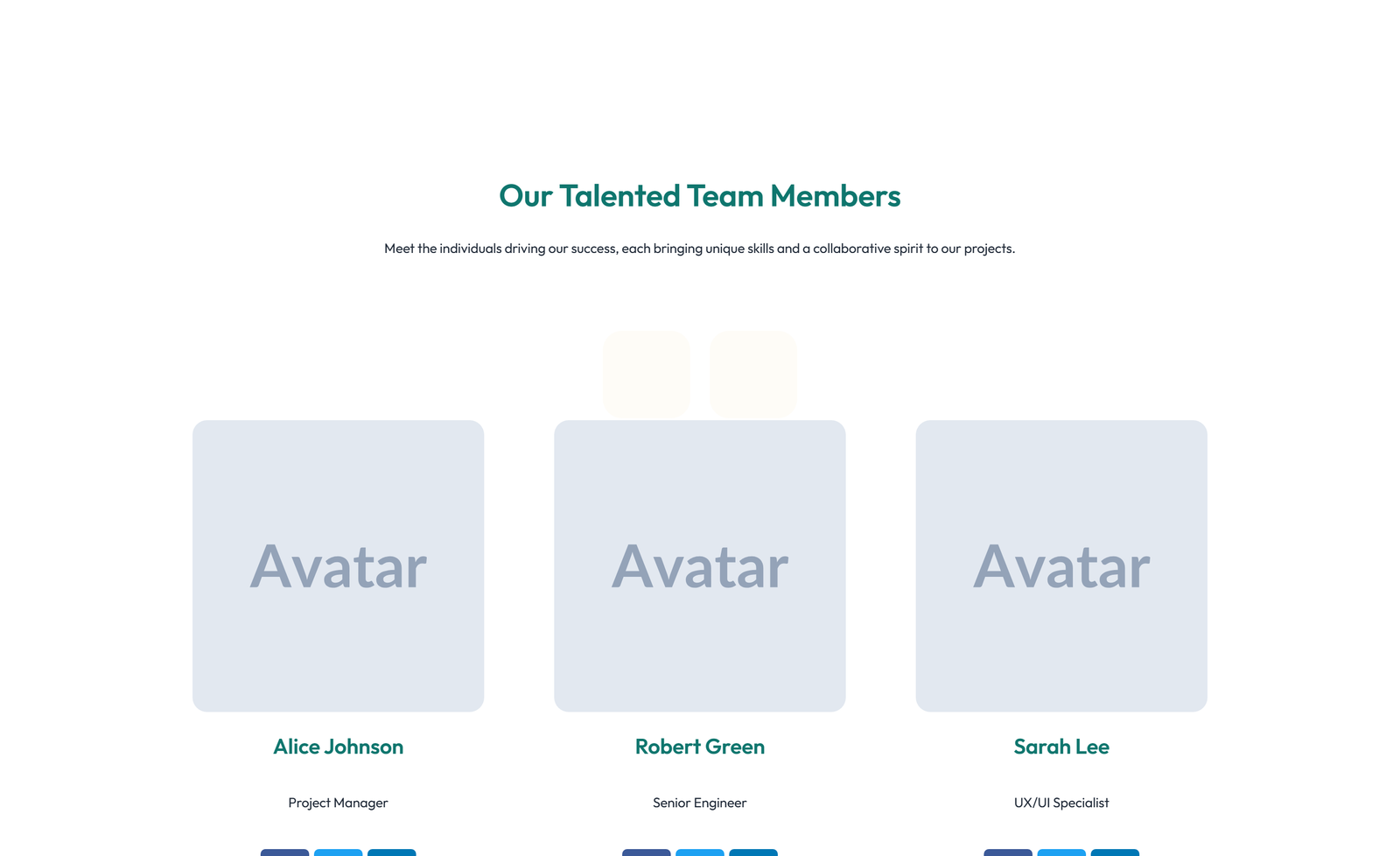 Team with 4-column Team Cards 18 - Elementor component