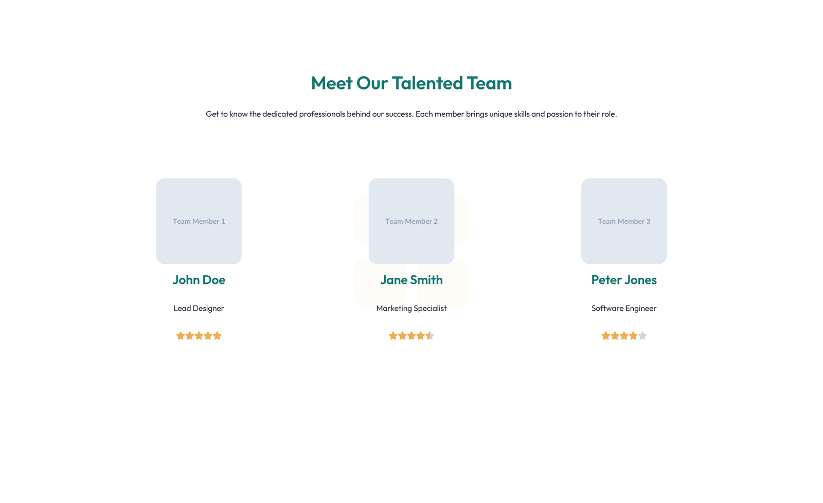Team with 4-column Team Cards 20 - Elementor component