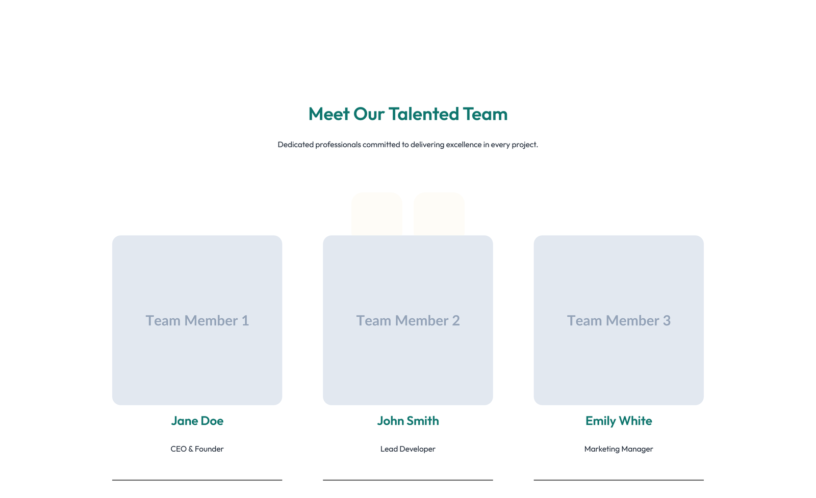 Team with 3-column Team Cards with Social 23 - Elementor component