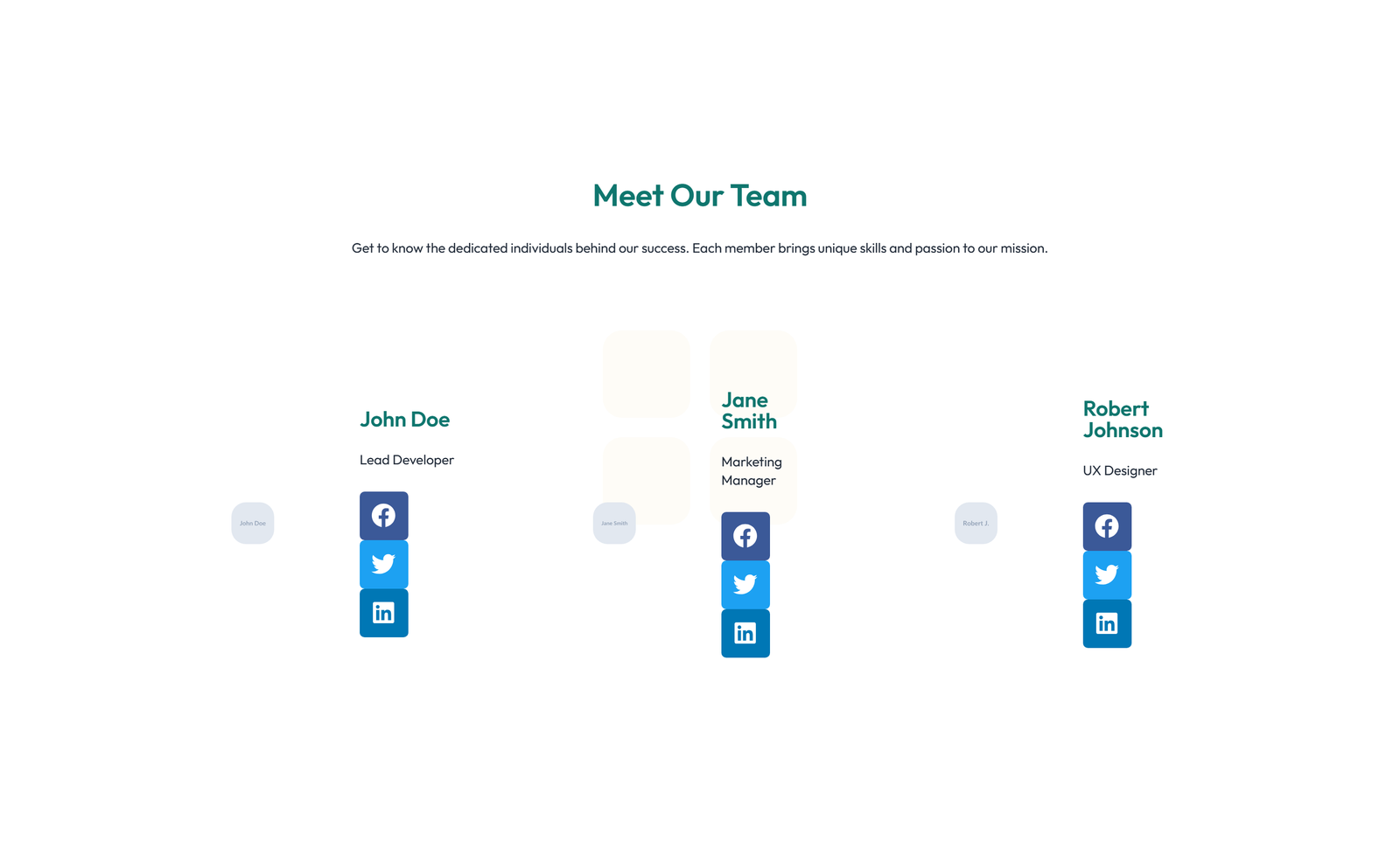 Screenshot of Team with 4-column Team Cards 23 - Elementor Team Sections component