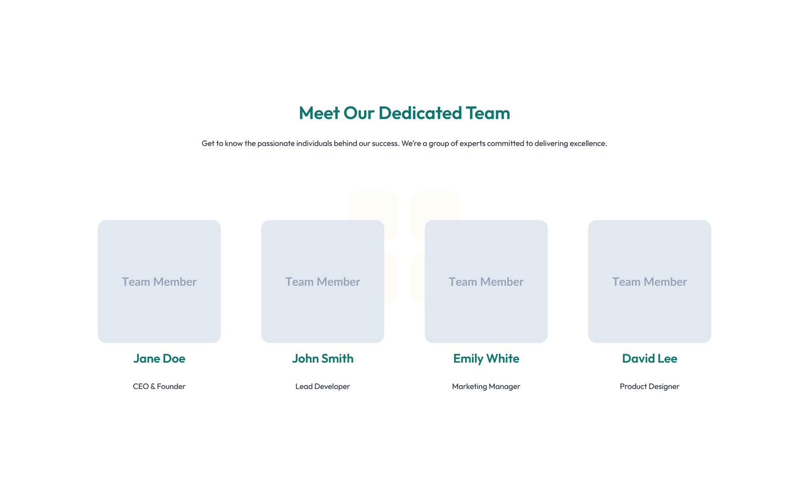 Team with 2-column Team Cards 25 - Elementor component