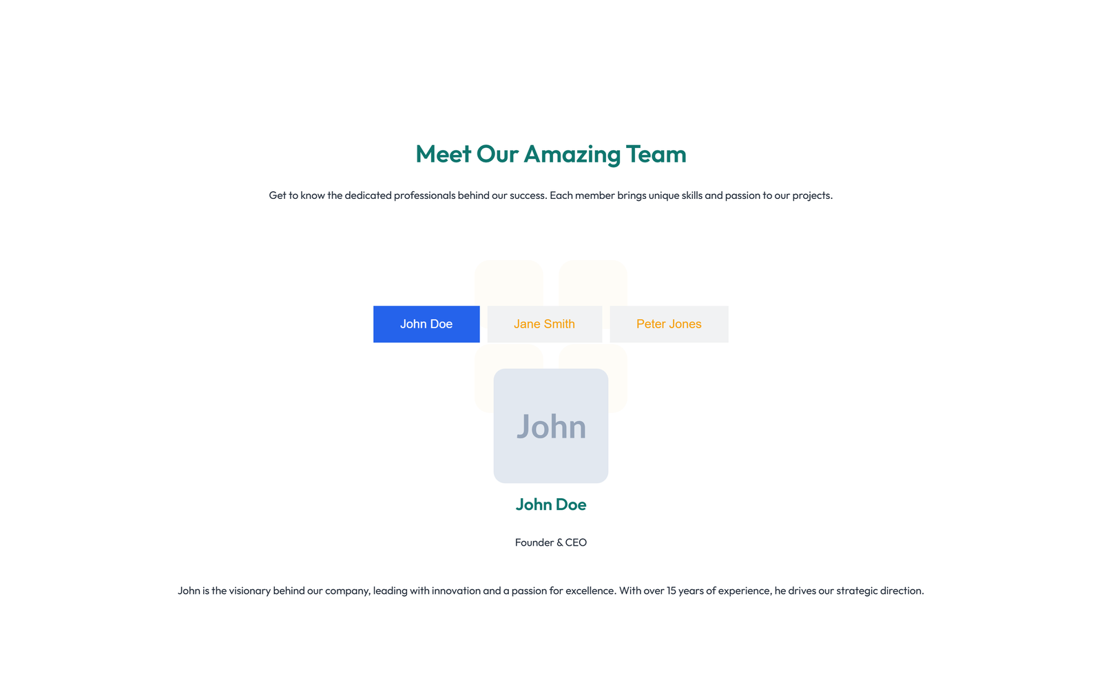 Screenshot of Team with 4-column Team Cards 27 - Elementor Team Sections component