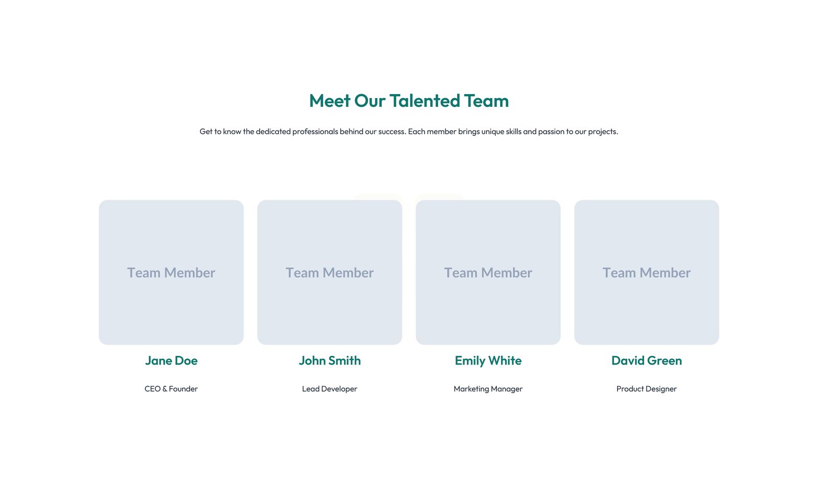Team with 3-column Team Cards with Social 28 - Elementor component