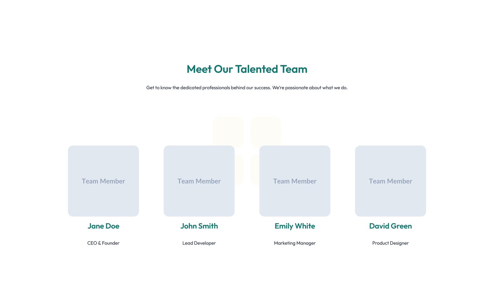 Team with 3-column Team Cards with Social 29 - Elementor component