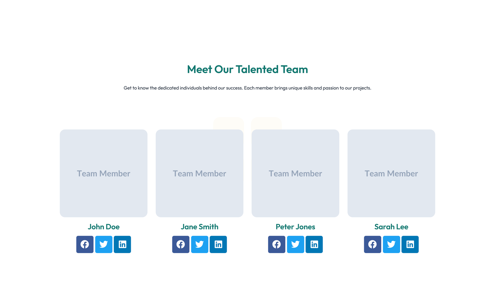 Team with 4-column Team Cards 34 - Elementor component