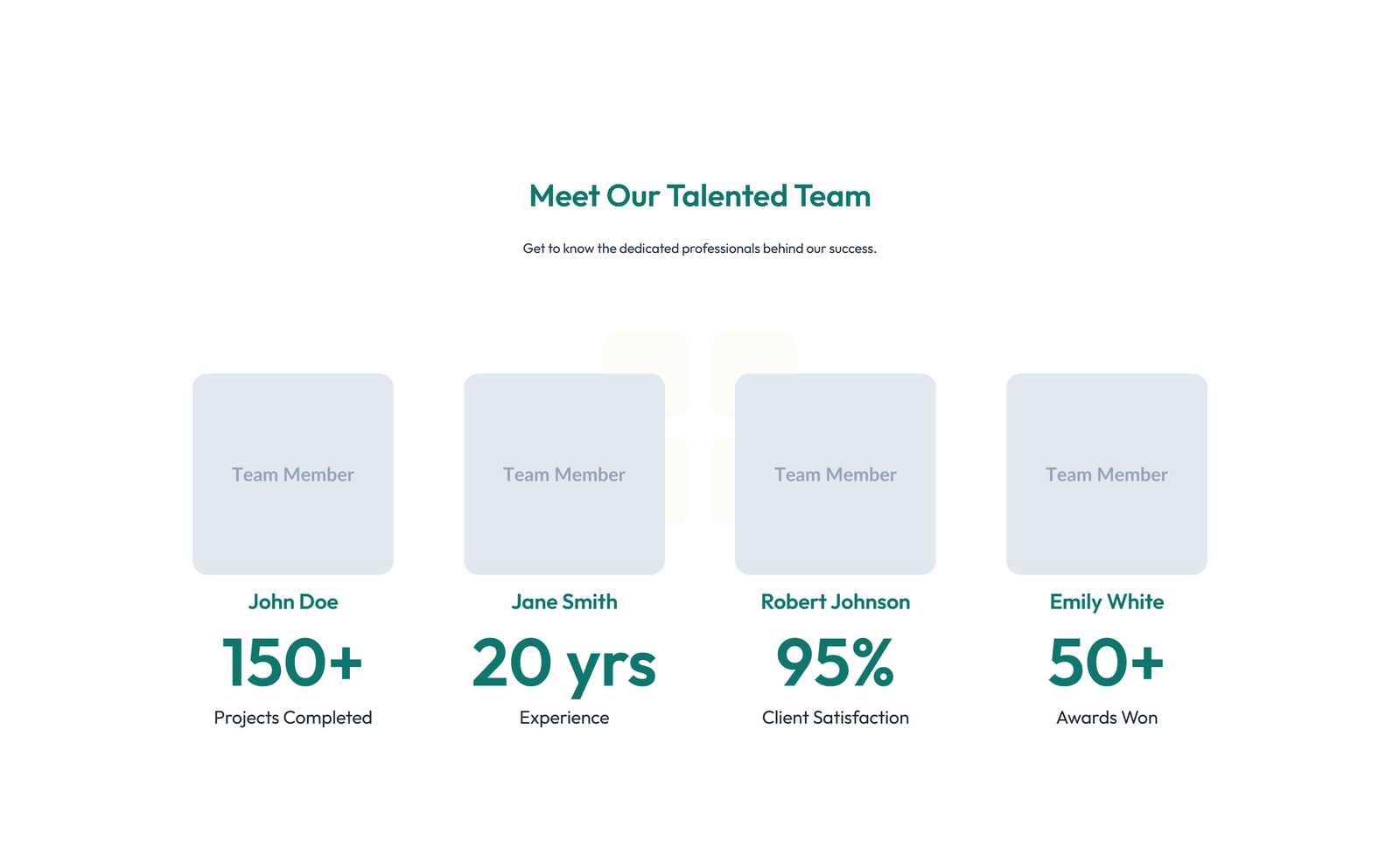 Team with 2-column Team Cards 35 - Elementor component