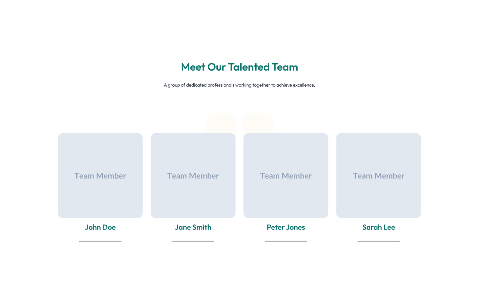 Team with 4-column Team Cards 36 - Elementor component
