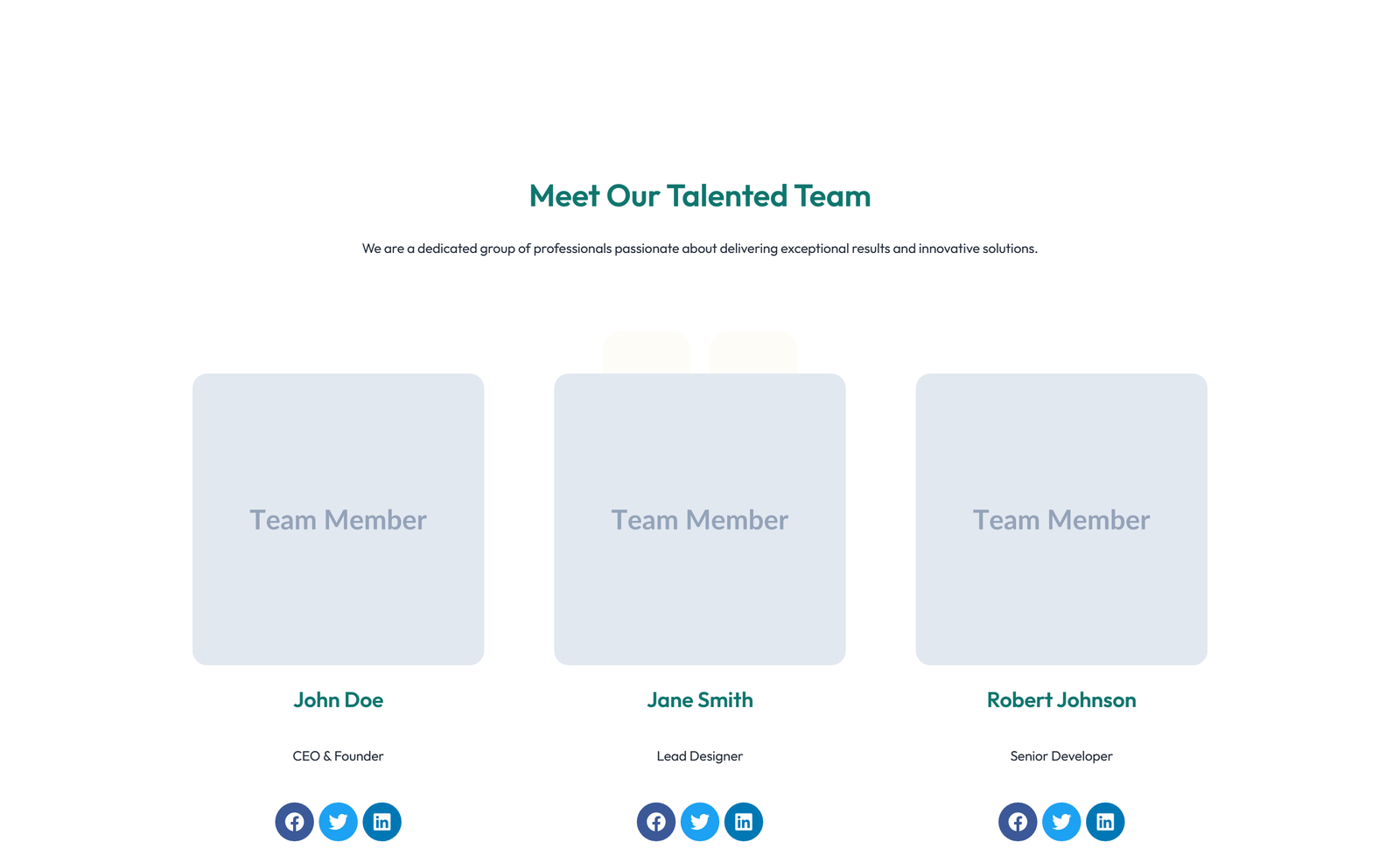 Team with 4-column Team Cards 38 - Elementor component