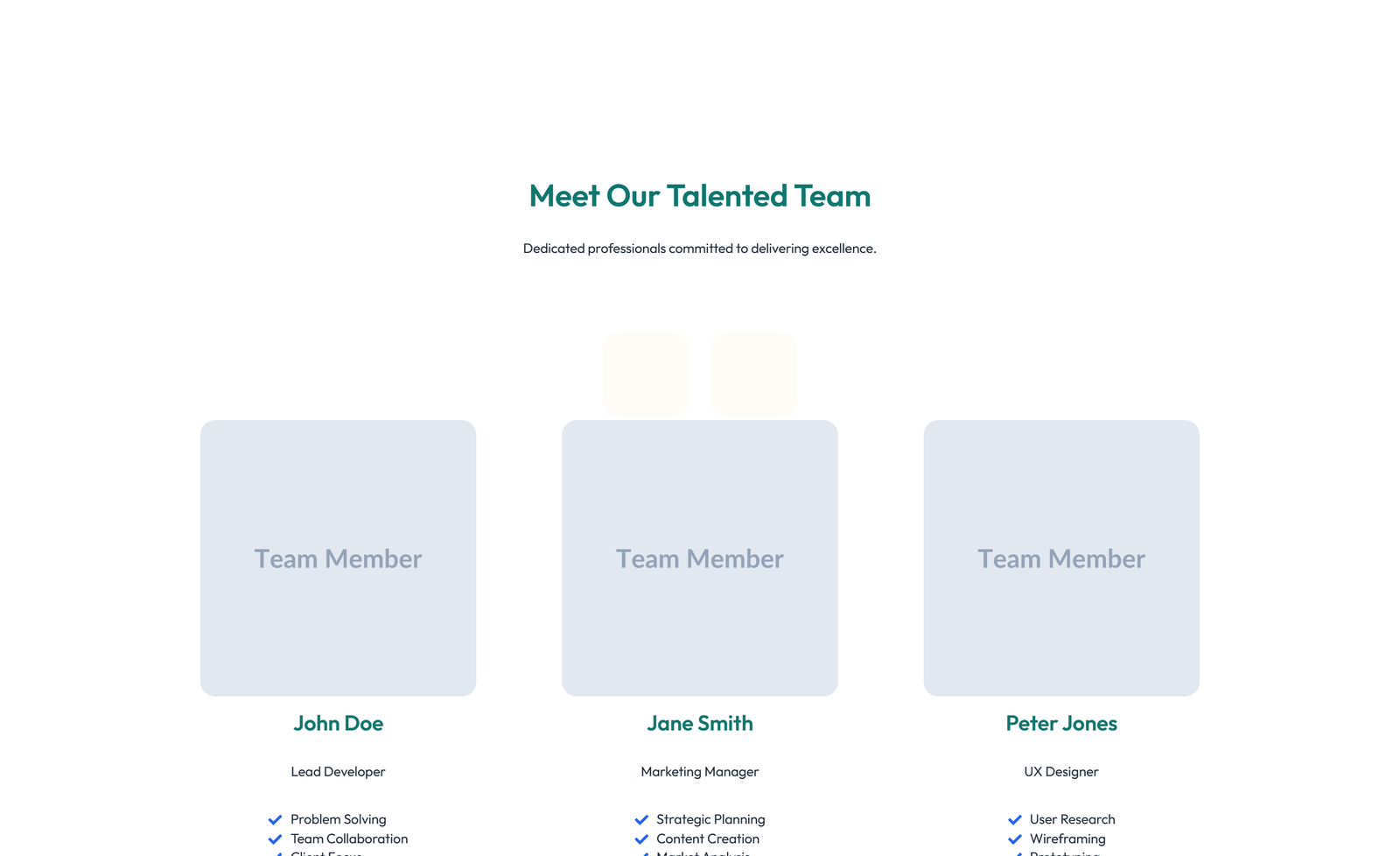 Team with 4-column Team Cards 40 - Elementor component