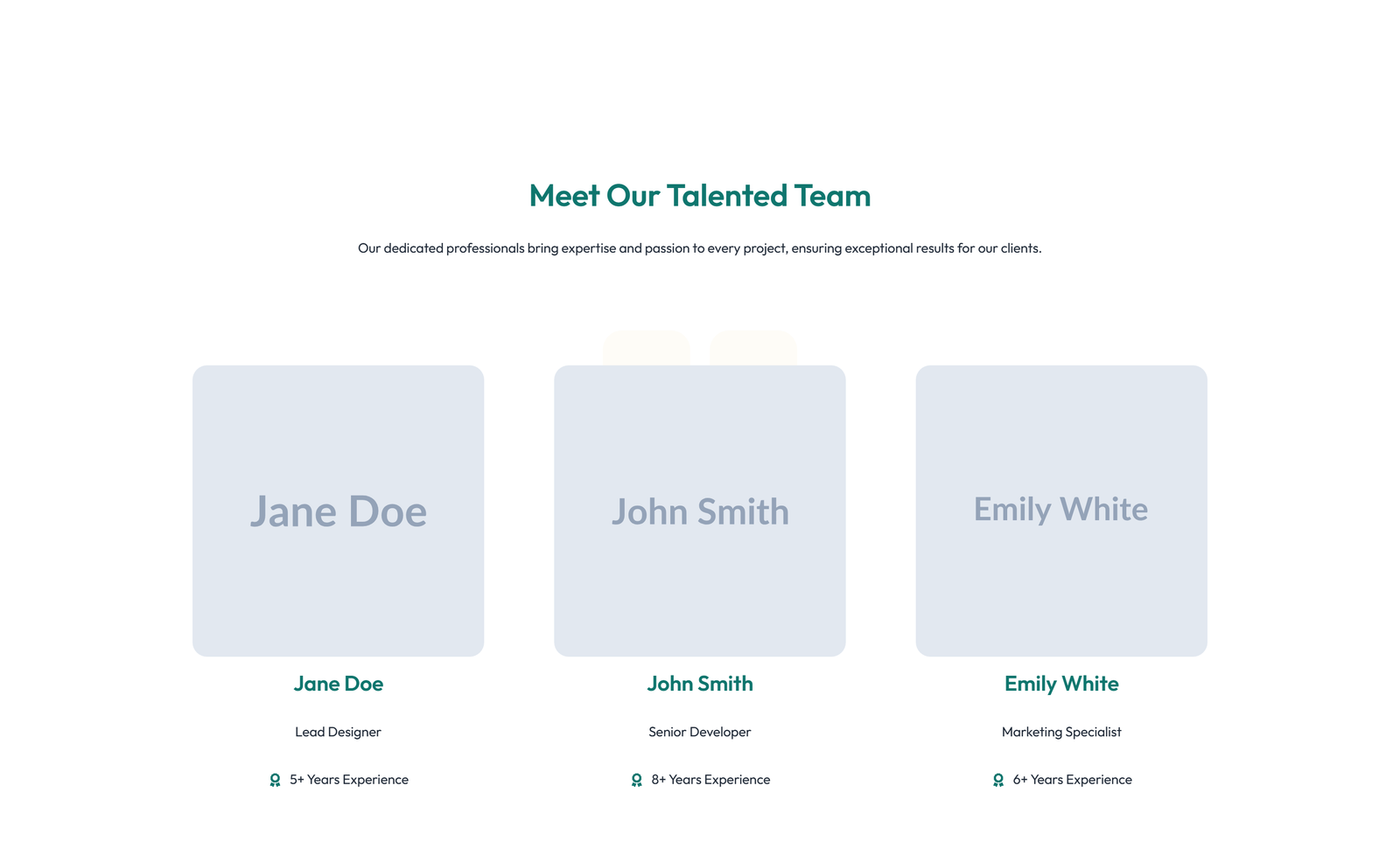 Team with 2-column Team Cards 48 - Elementor component