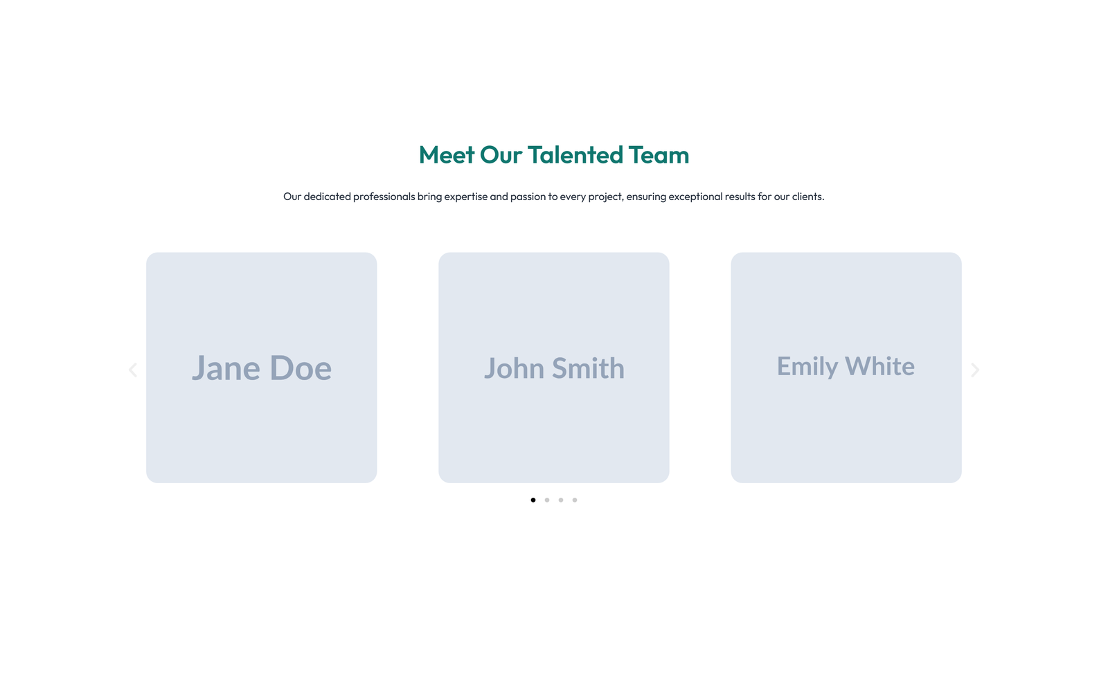 Team with 4-column Team Cards 49 - Elementor component