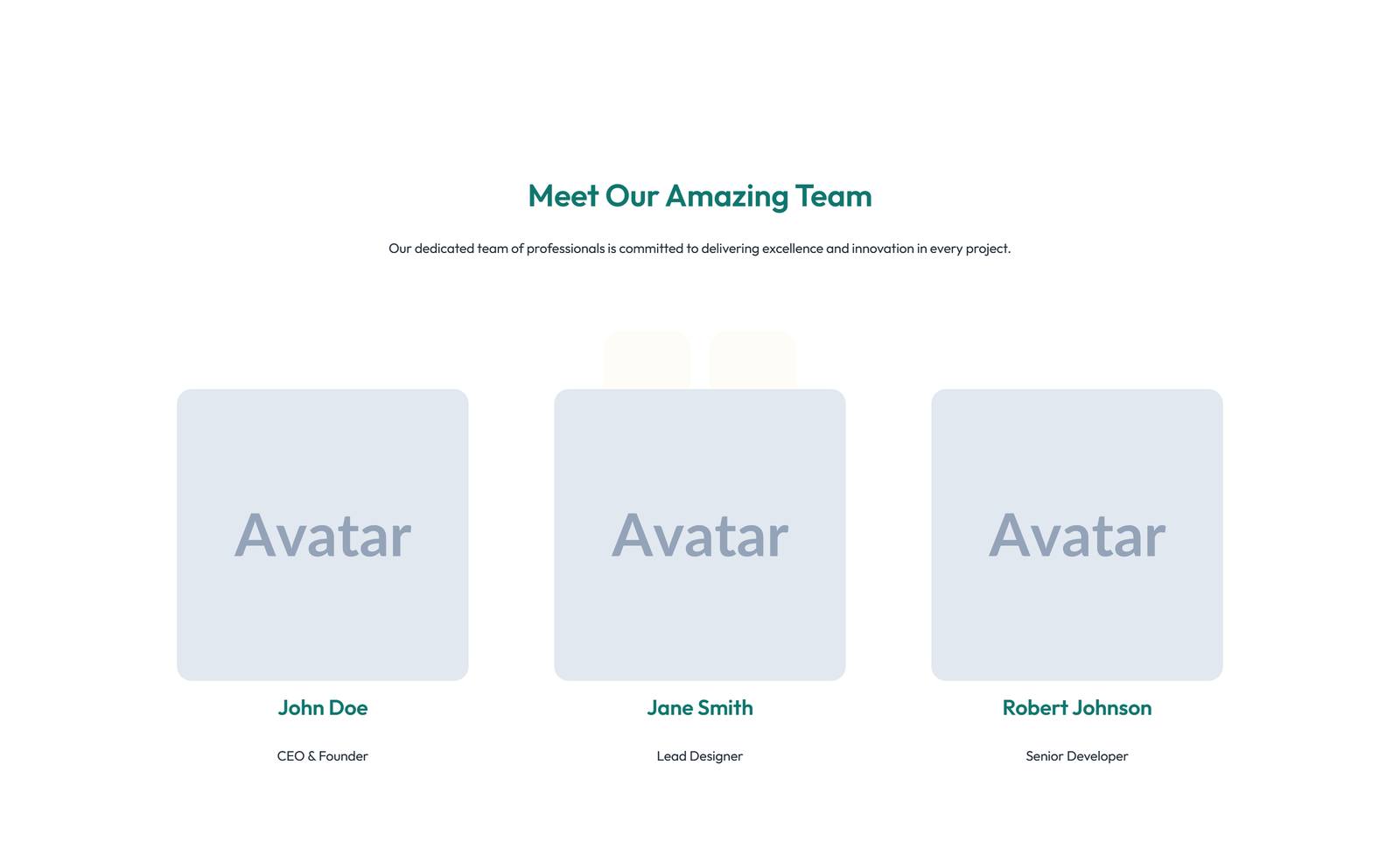 Team with 4-column Team Cards 51 - Elementor component