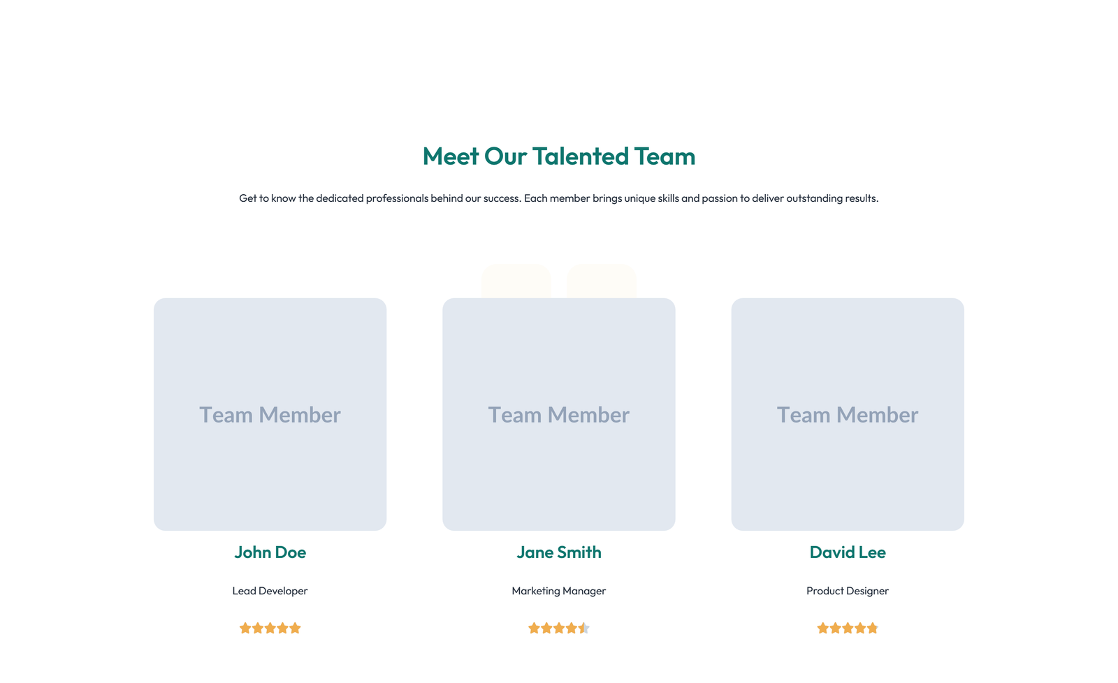 Team with 2-column Team Cards 53 - Elementor component