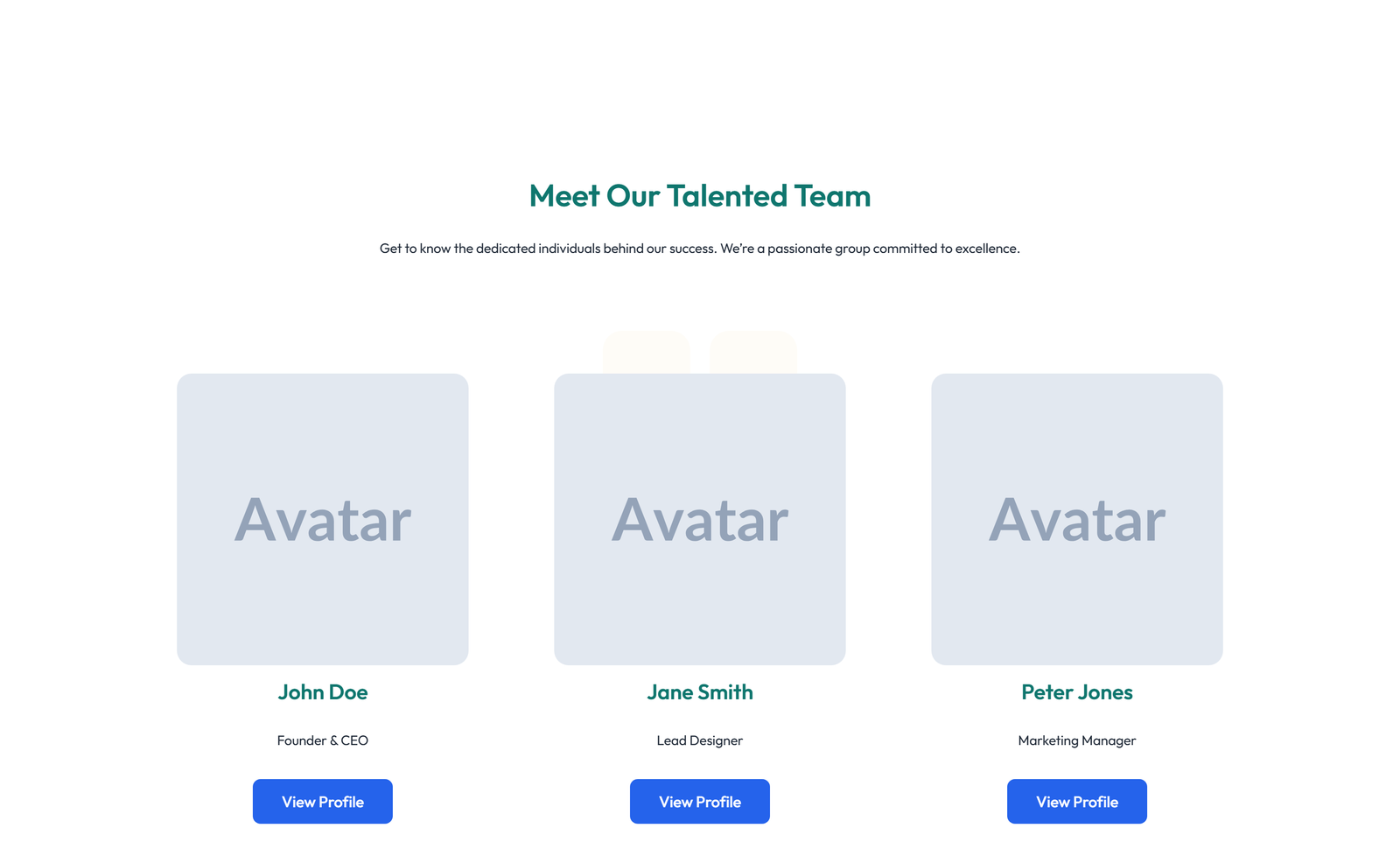 Team with 2-column Team Cards 56 - Elementor component