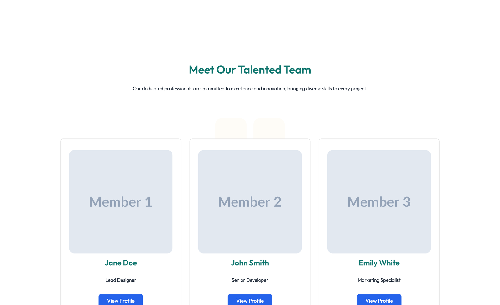 Team with 3-column Team Cards with Social 57 - Elementor component