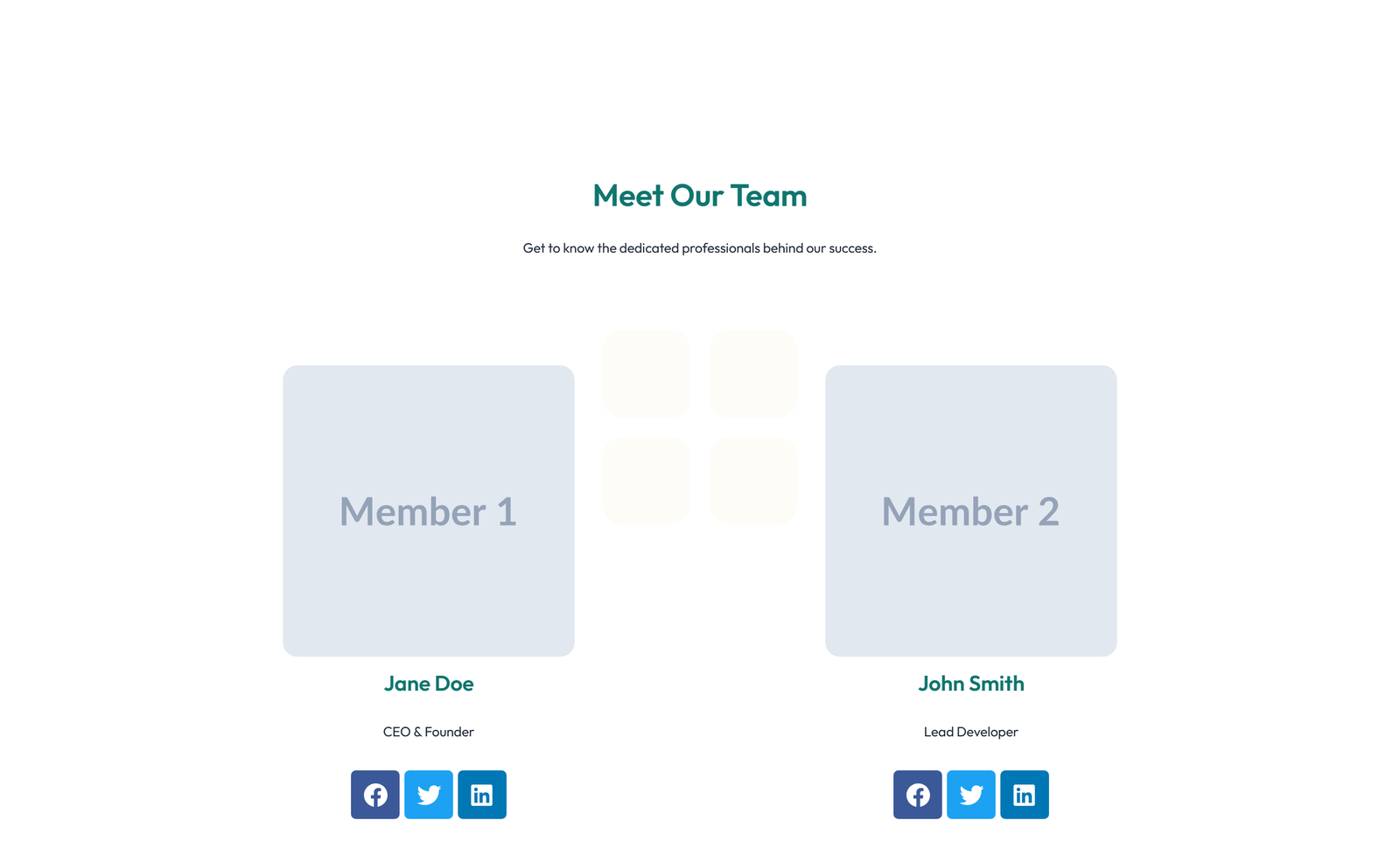 Team with 2-column Team Cards 57 - Elementor component
