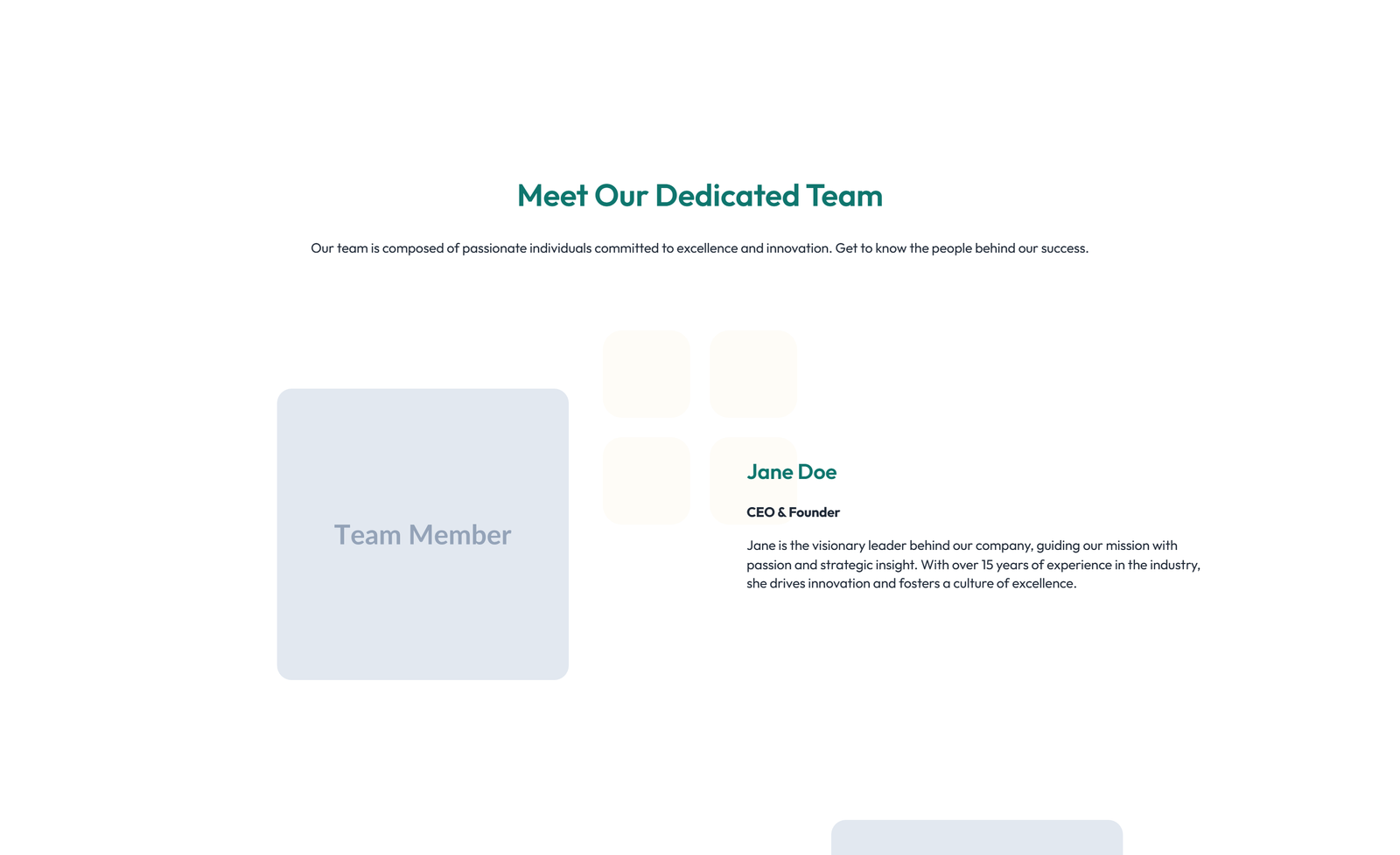Team with 3-column Team Cards with Social 58 - Elementor component