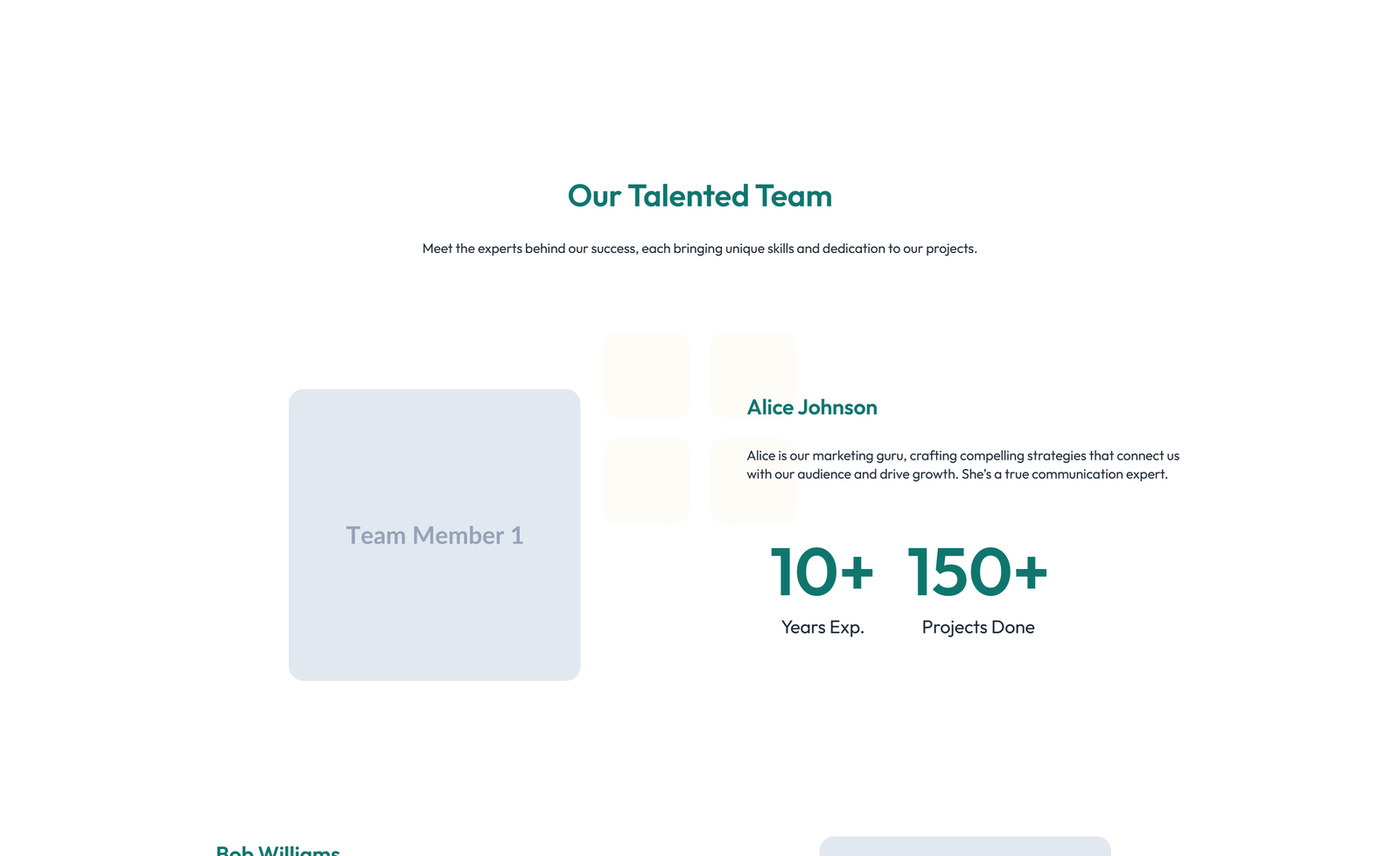 Team with 3-column Team Cards with Social 59 - Elementor component