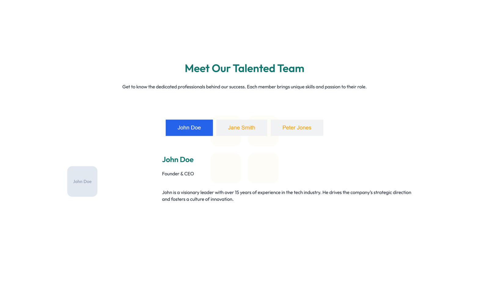 Screenshot of Team with 2-column Team Cards 60 - Elementor Team Sections component