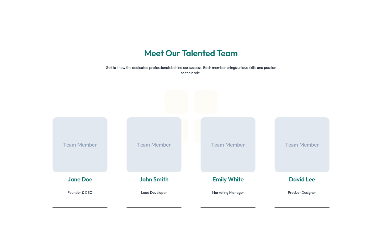 Team with 2-column Team Cards 64 - Elementor component