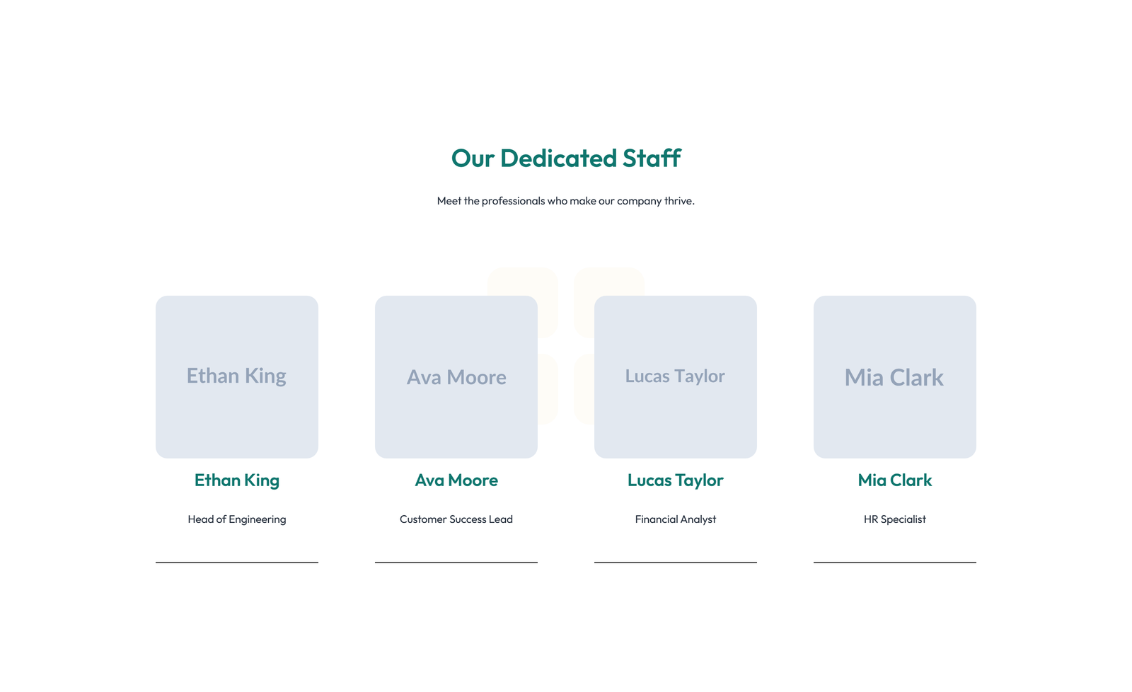 Team with 4-column Team Cards 66 - Elementor component